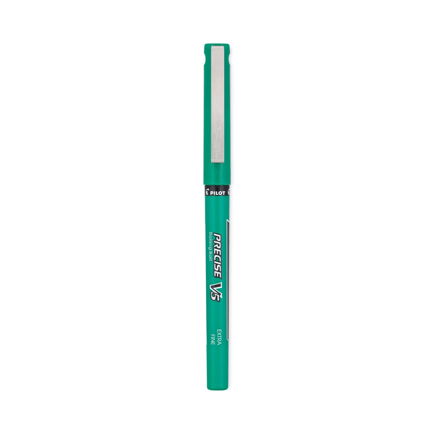 Pilot® Precise V5 Rollerball Pen, Stick, Extra-Fine 0.5 mm, Green Ink, Green/Clear Barrel, Dozen