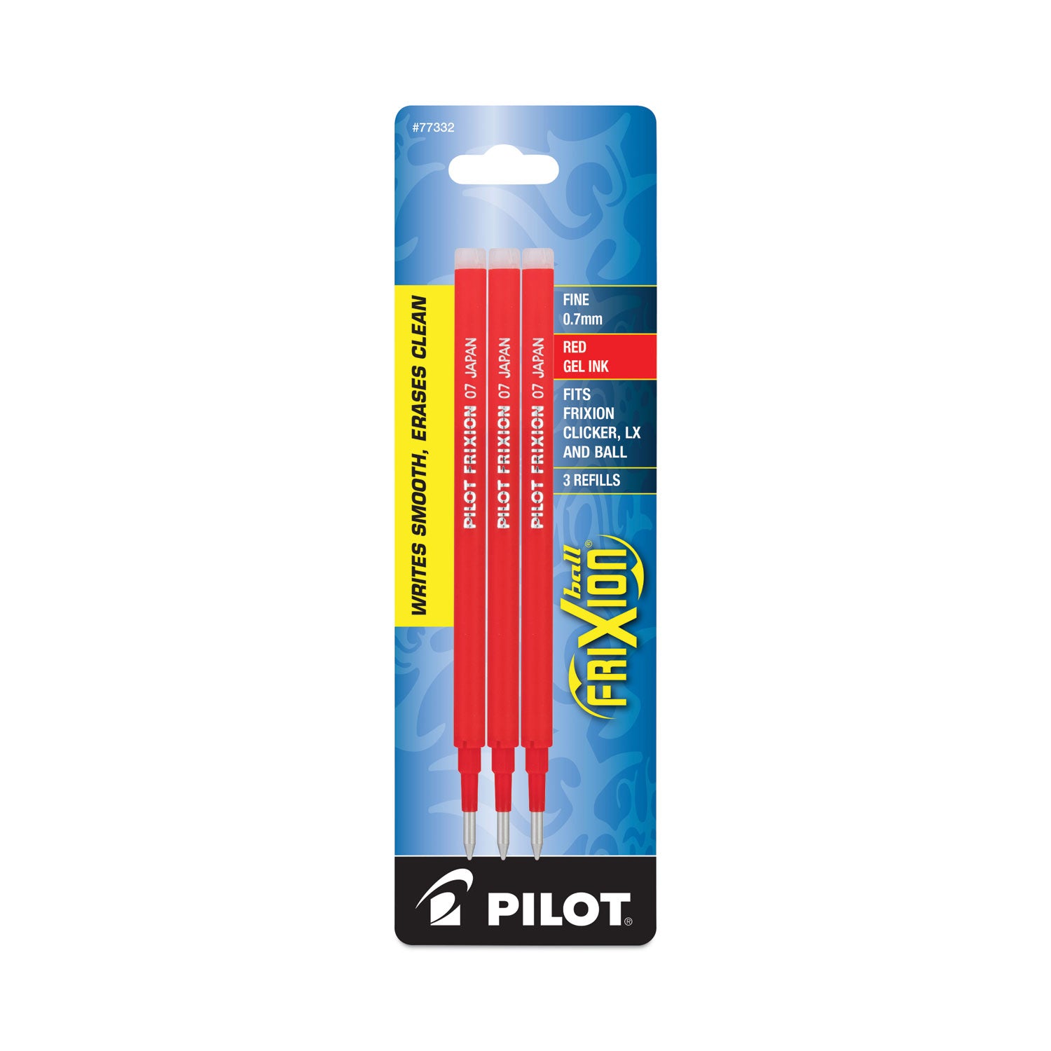 Pilot® Refill For Pilot Frixion Erasable, Frixion Ball, Frixion Clicker And Frixion Lx Gel Ink Pens, Fine Tip, Red Ink, 3/pack