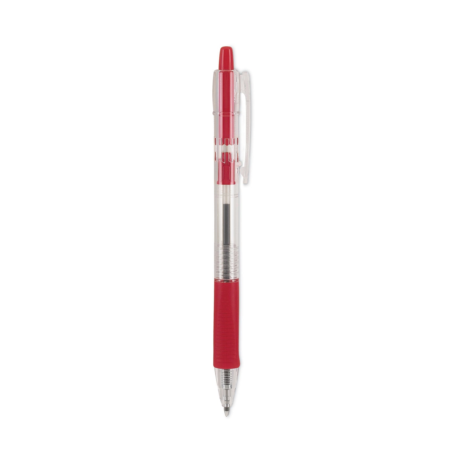 Pilot® Easytouch Ballpoint Pen, Retractable, Fine 0.7 Mm, Red Ink, Clear Barrel, Dozen