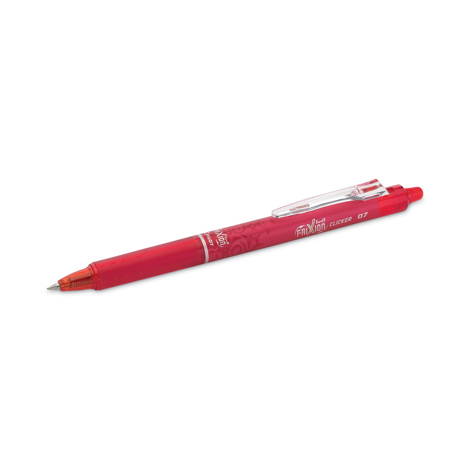 Pilot® Frixion Clicker Erasable Gel Pen, Retractable, Fine 0.7 Mm, Red Ink, Red Barrel