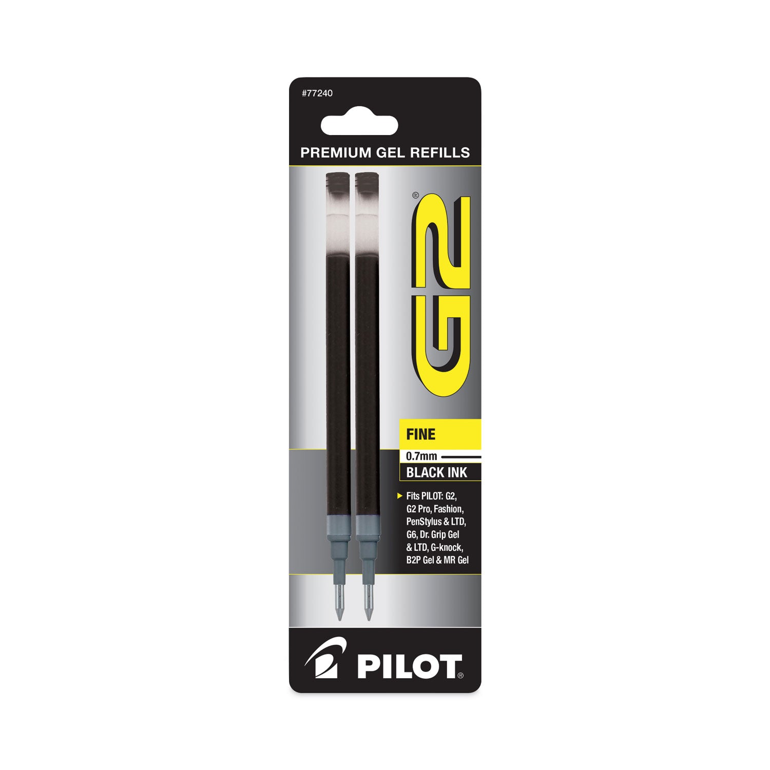 Pilot® Refill For Pilot B2p, Dr Grip, G2, G6, Mr Metropolitan, Precise Begreen And Q7 Gel Pens, Fine Tip, Black Ink, 2/pack