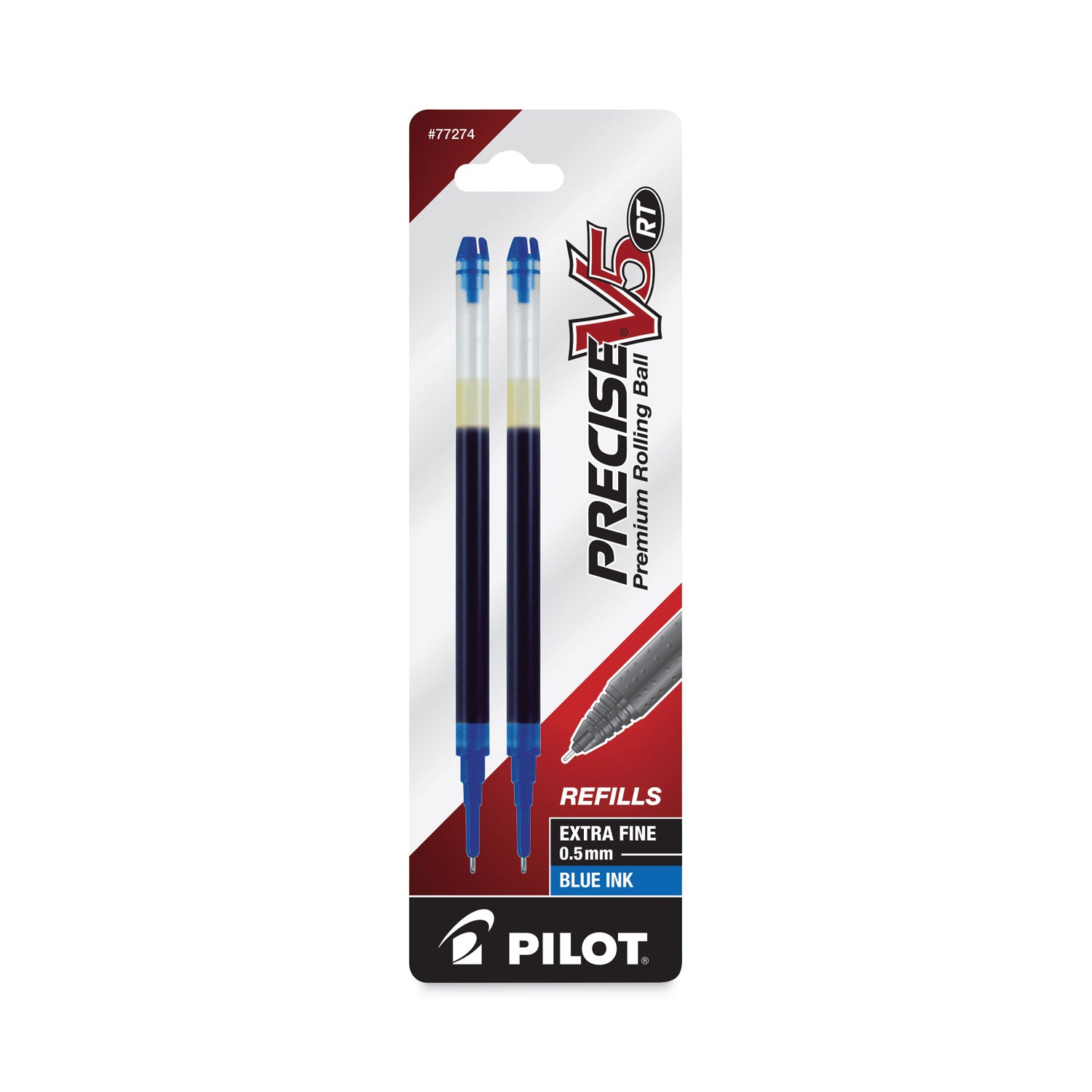 Pilot® Refill For Pilot Precise V5 Rt Rolling Ball, Extra-Fine Conical Tip, Blue Ink, 2/pack