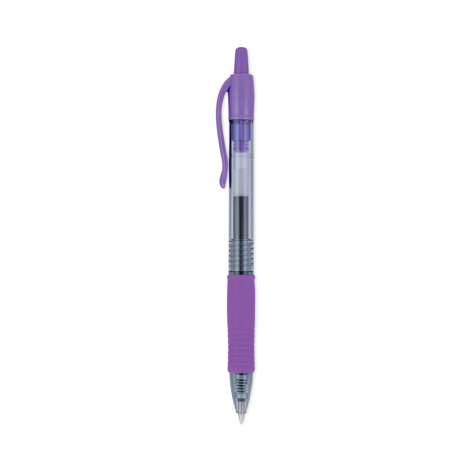 Pilot® G2 Premium Gel Pen, Retractable, Extra-Fine 0.5 mm, Purple Ink, Smoke/Purple Barrel, Dozen