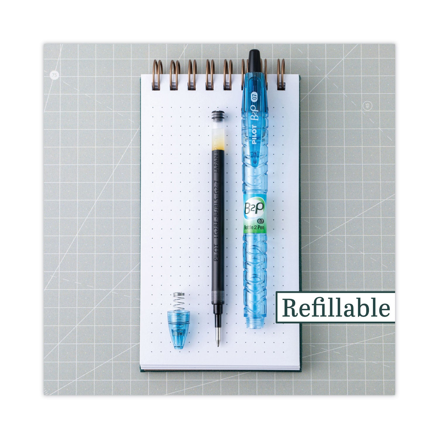 Pilot® B2p Bottle-2-Pen Recycled Gel Pen, Retractable, Fine 0.7 Mm, Blue Ink, Translucent Blue Barrel