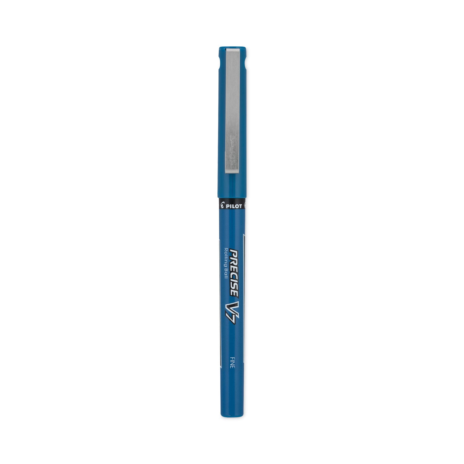 Pilot® Precise V7 Rollerball Pen, Stick, Fine 0.7 mm, Blue Ink, Blue/Clear Barrel, Dozen