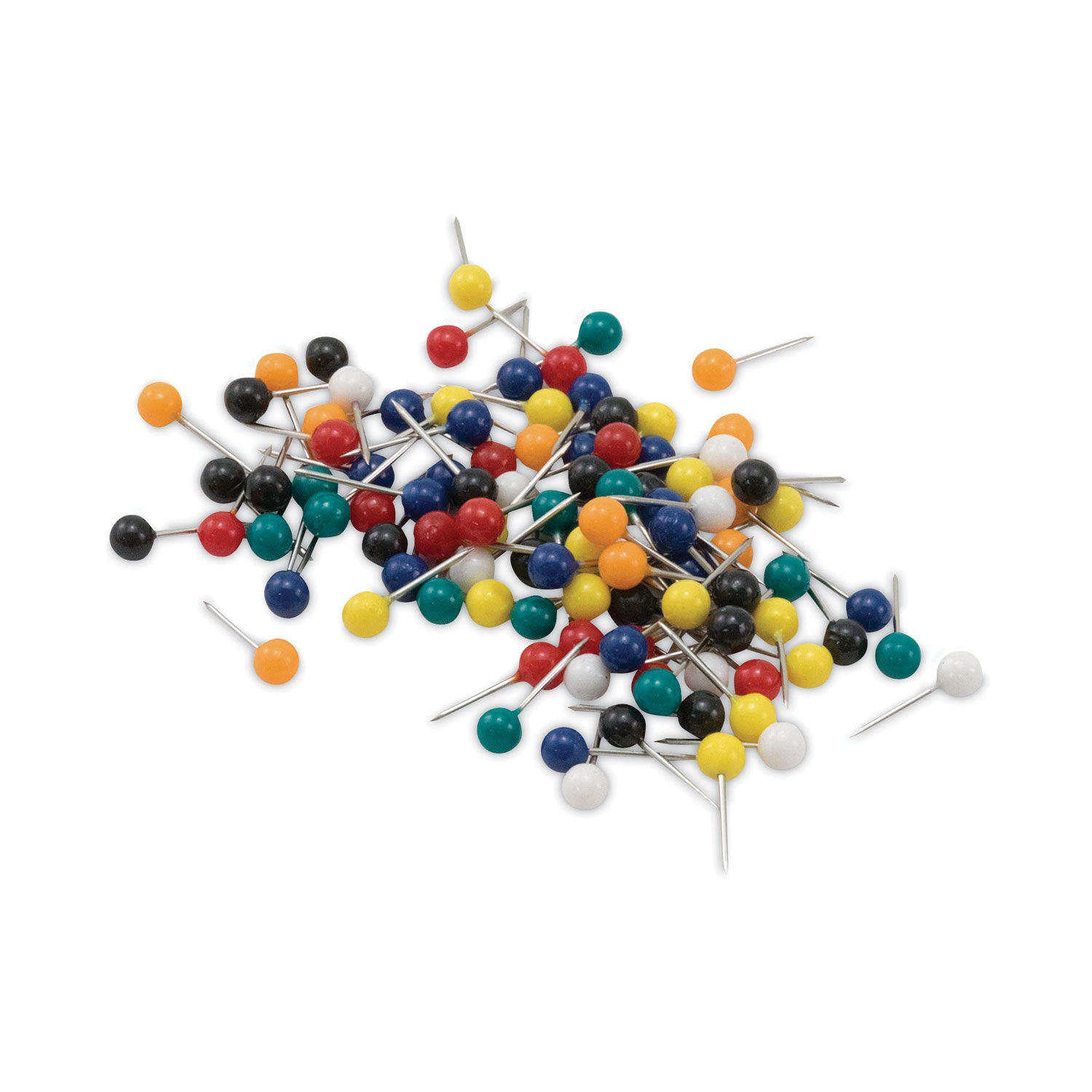 Advantus Map Tacks, Plastic, Assorted, 0.38", 100/Box