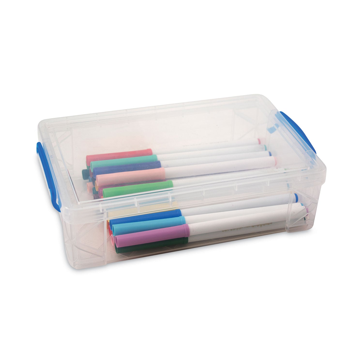 Advantus Super Stacker Large Pencil Box, 9" x 5.5" x 2.62", Clear
