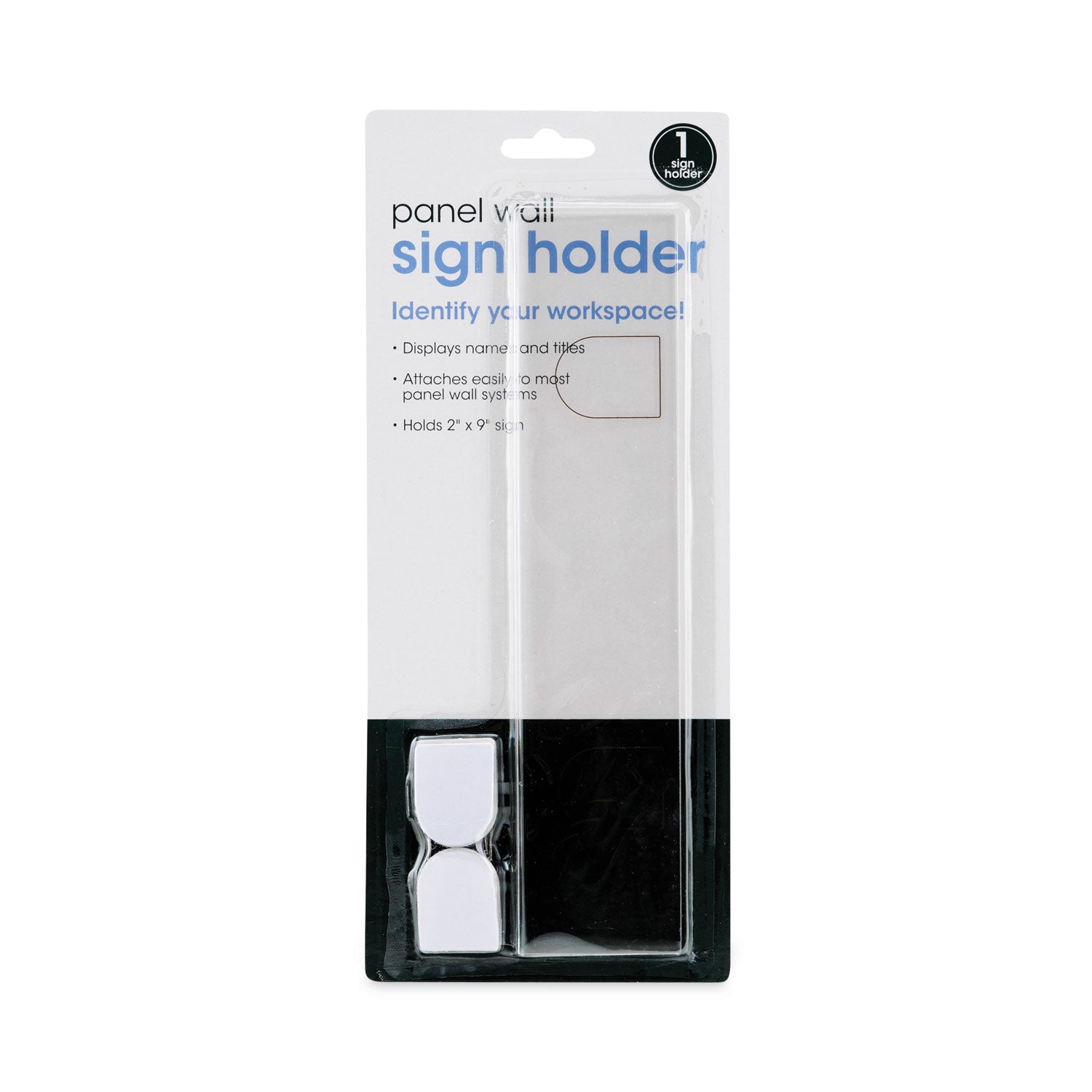 Advantus Panel Wall Sign Name Holder, Acrylic, 9 X 2, Clear