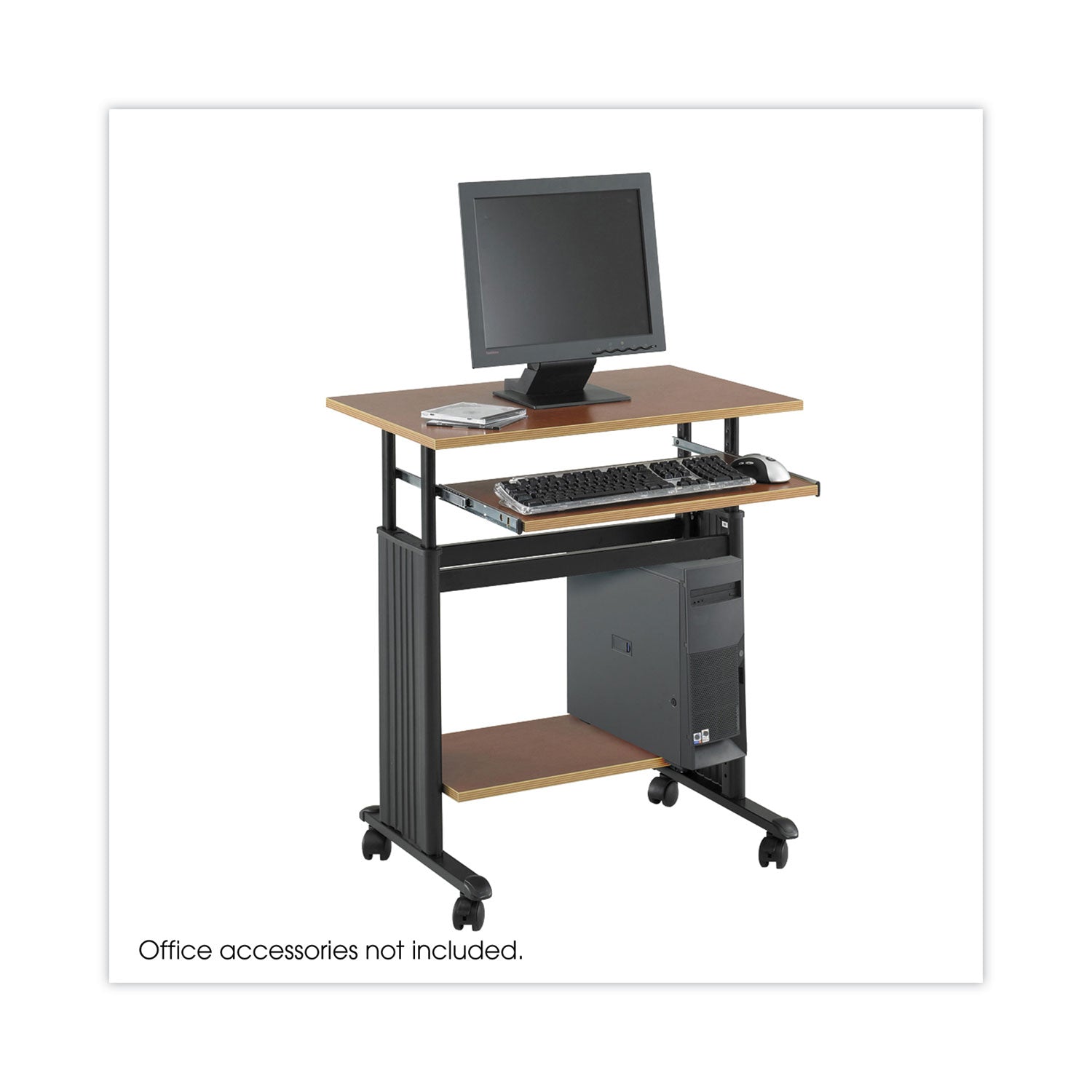 Safco® Muv 28" Adjustable-Height Desk, 29.5" X 22" X 29" To 34", Cherry/black