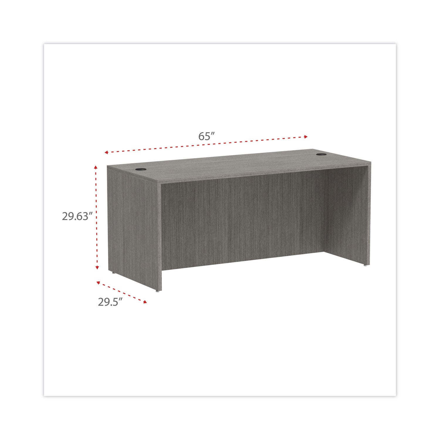 Alera® Alera Valencia Series Straight Front Desk Shell, 65" x 29.5" x 29.63", Gray