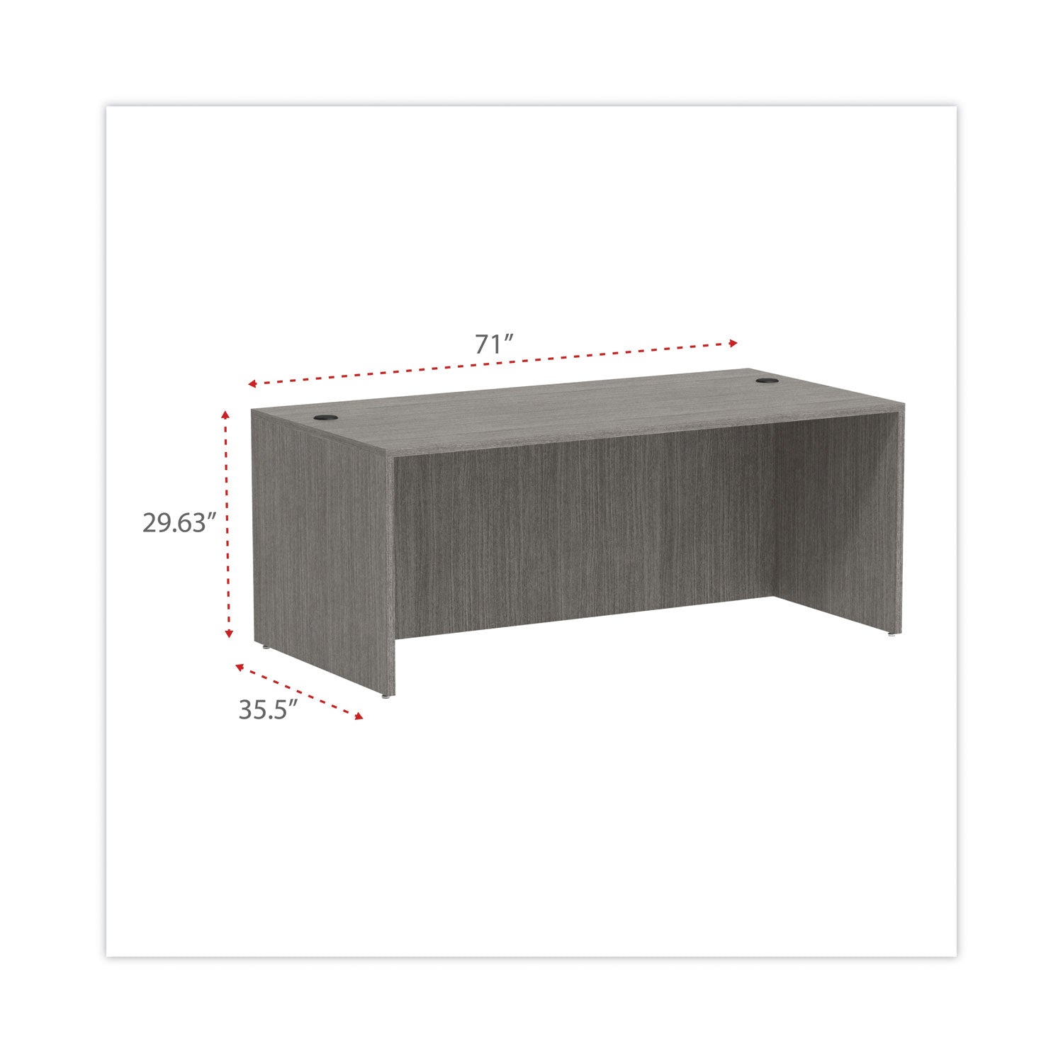 Alera® Alera Valencia Series Straight Front Desk Shell, 71" x 35.5" x 29.63", Gray