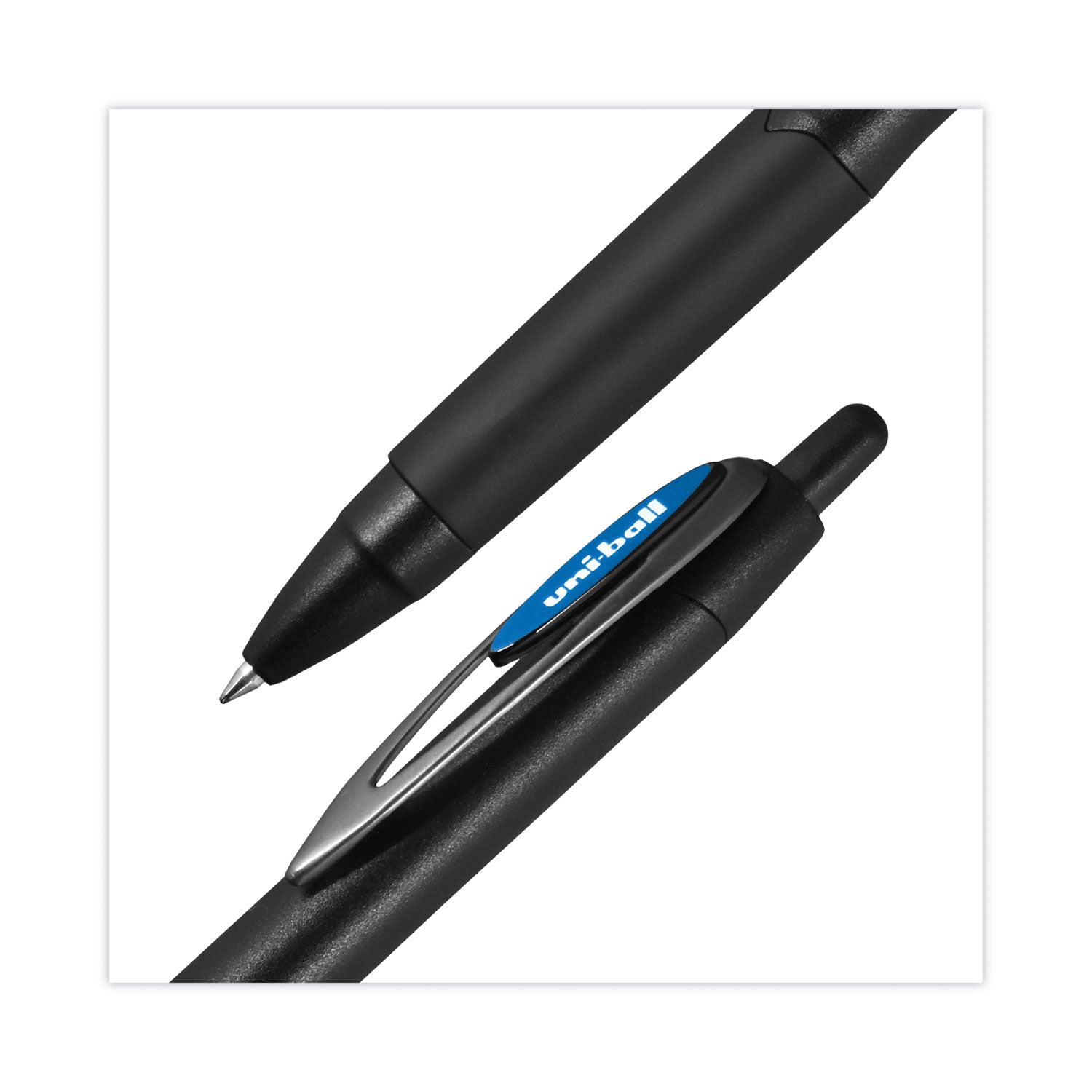 uniball® 207 Plus+ Gel Pen, Retractable, Medium 0.7 mm, Blue Ink, Black Barrel, Dozen