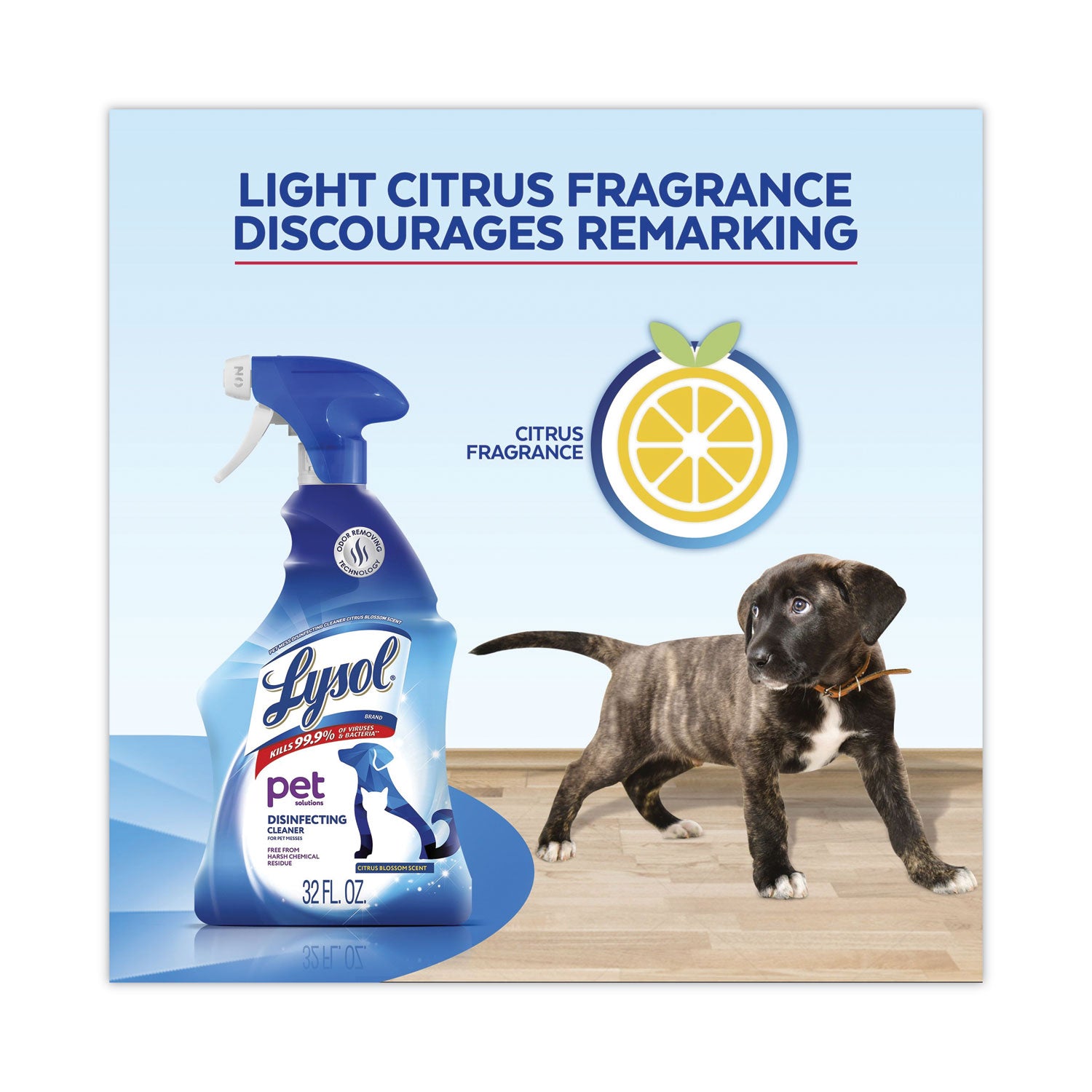 LYSOL® Brand Pet Solutions Disinfecting Cleaner, Citrus Blossom, 32 oz Trigger Bottle, 9/Carton
