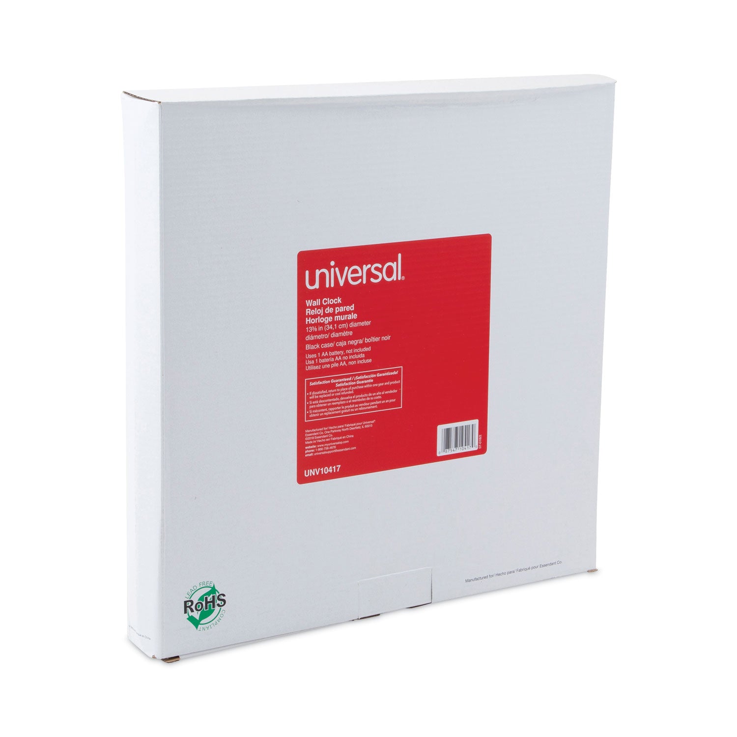 Universal® Deluxe 13 1/2" Indoor/outdoor Atomic Clock, 13.5" Overall Diameter, Black Case, 1 Aa (sold Separately)