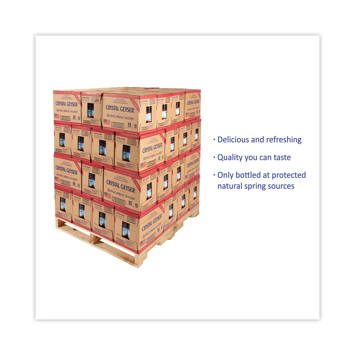 Crystal Geyser® Alpine Spring Water, 1 Gal Bottle, 6/Carton, 48 Cartons/Pallet