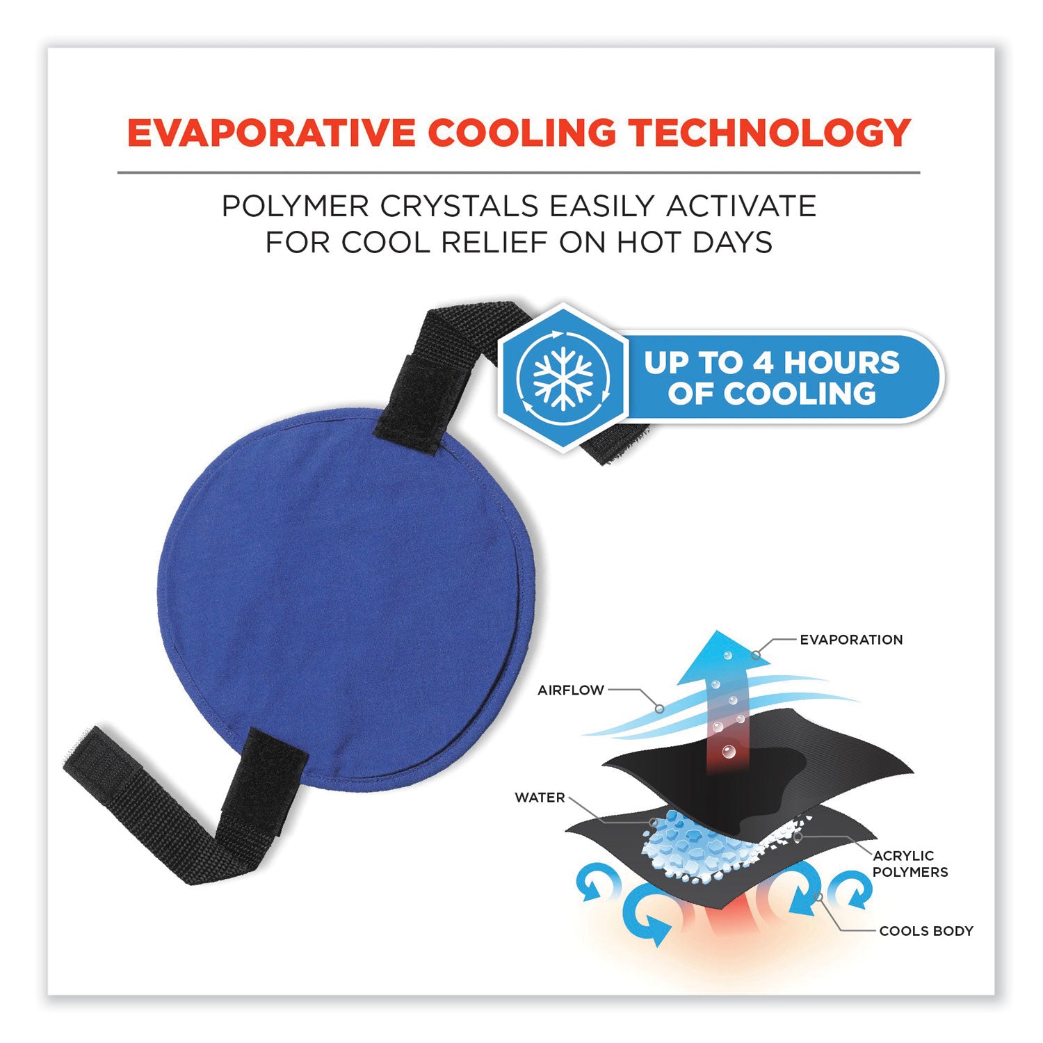 ergodyne® Chill-Its 6715 Hard Hat Cooling Pad - Polymers, 7 x 6.5, Blue