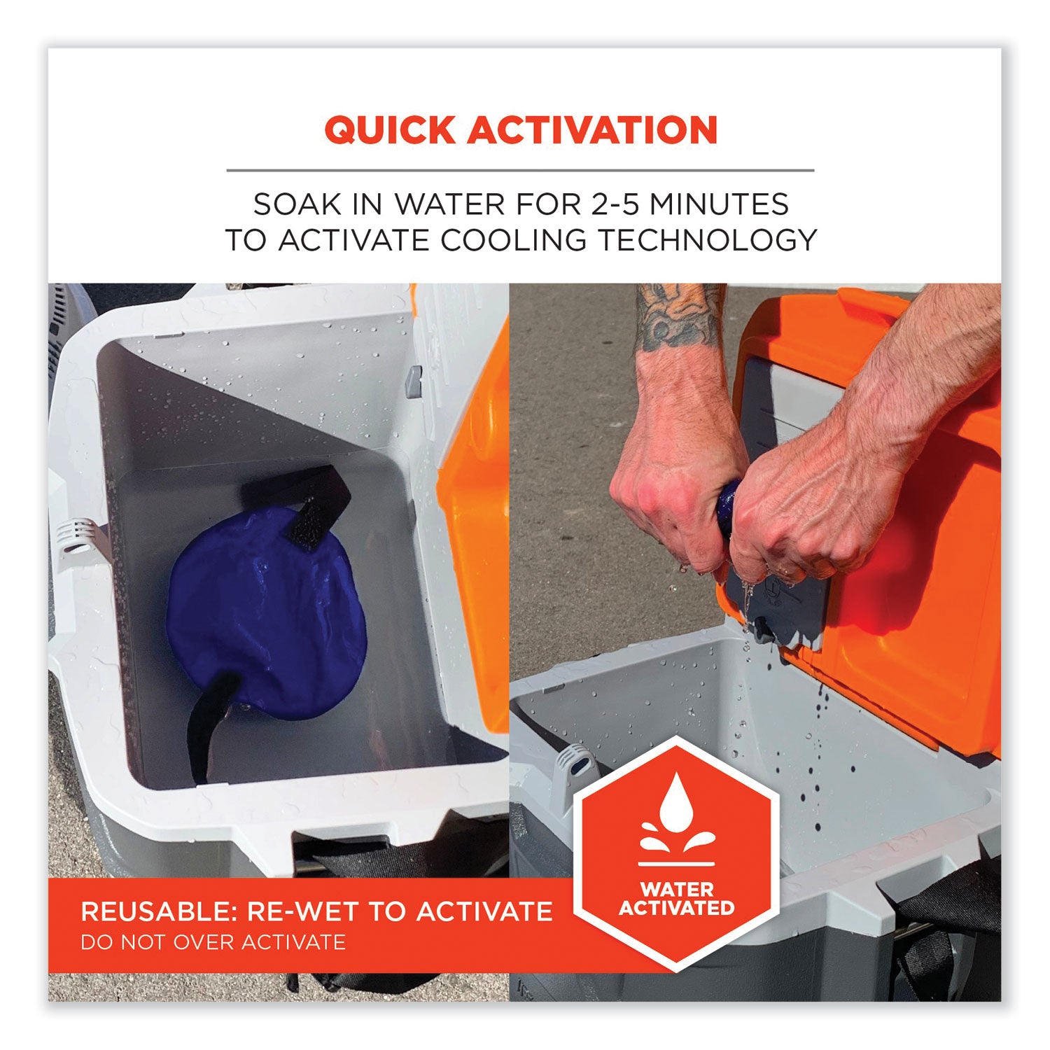 ergodyne® Chill-Its 6715 Hard Hat Cooling Pad - Polymers, 7 x 6.5, Blue