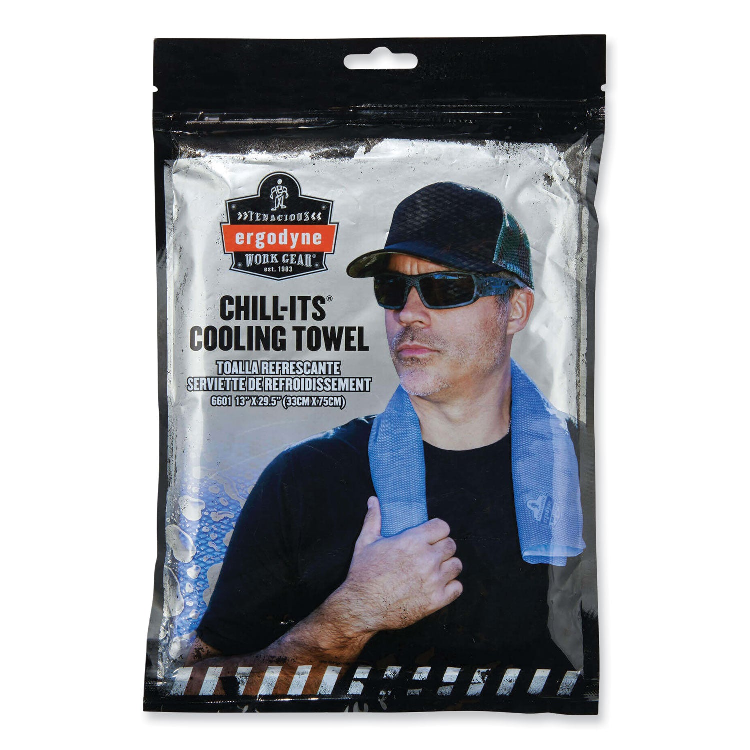 Ergodyne® Chill-Its 6601 Economy Evaporative PVA Cooling Towel, 29.5 x 13, One Size Fits Most, PVA, Blue