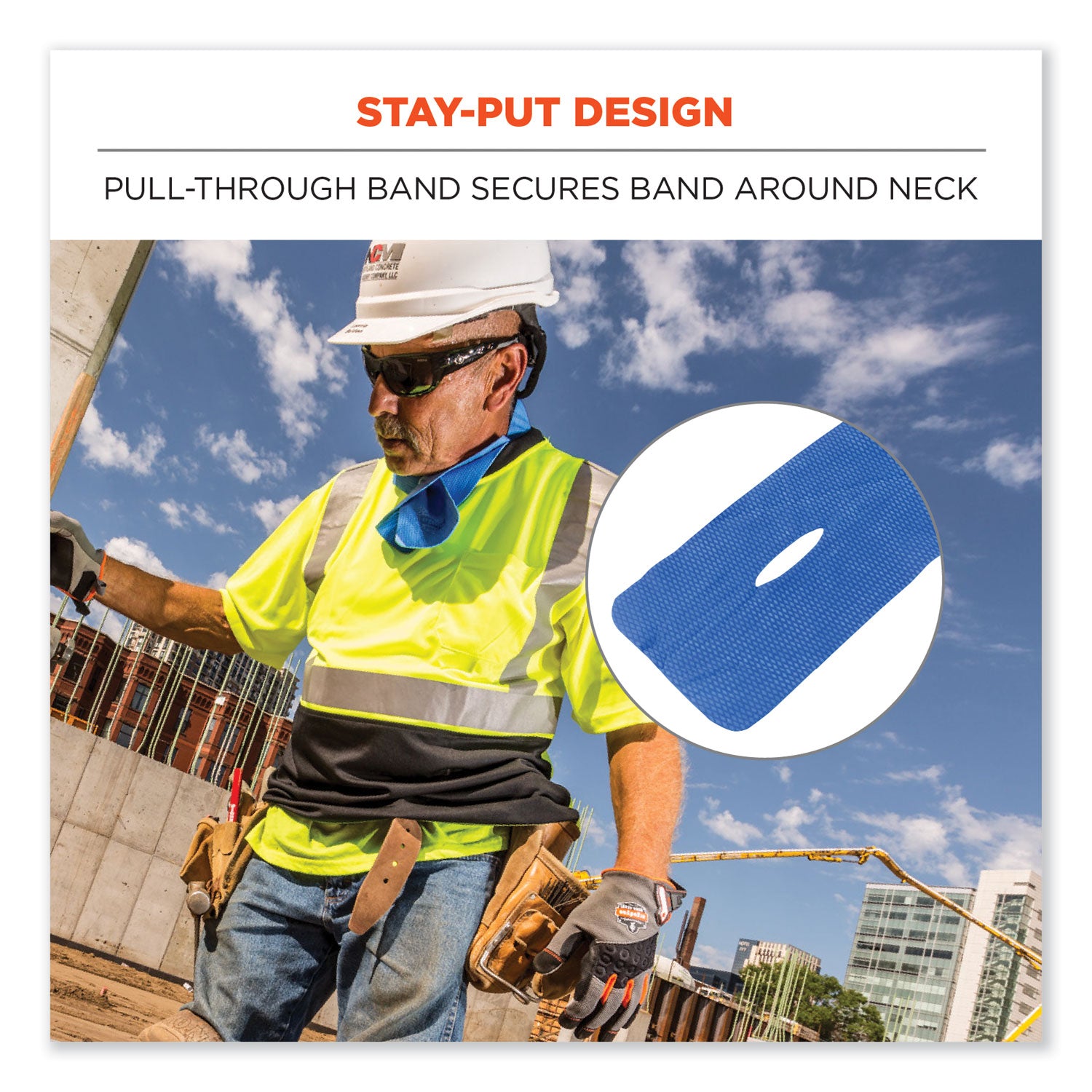 Ergodyne® Chill-Its 6603 Evaporative PVA Cooling Band, 29.5 x 4, One Size Fits Most, PVA, Blue