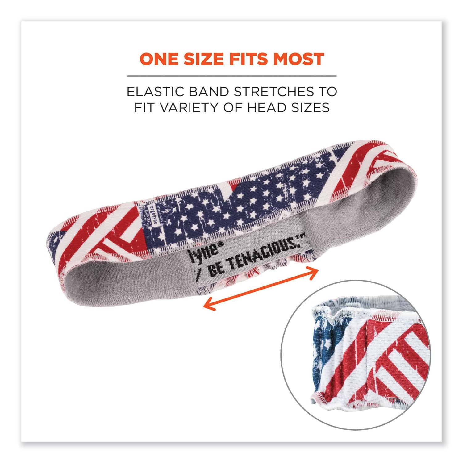 ergodyne® Chill-Its 6605 High-Performance Cotton Terry Cloth Sweatband, One Size Fits Most, Stars and Stripes