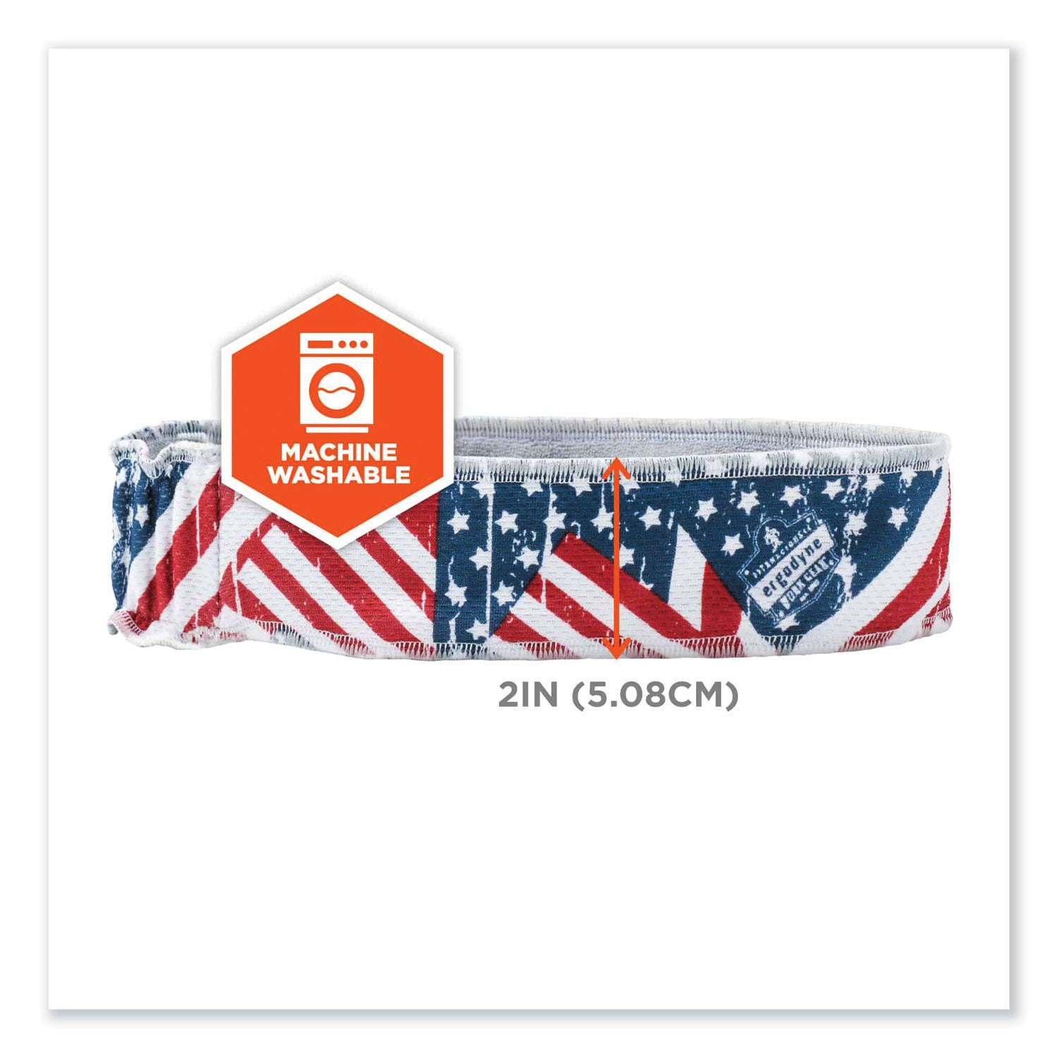ergodyne® Chill-Its 6605 High-Performance Cotton Terry Cloth Sweatband, One Size Fits Most, Stars and Stripes