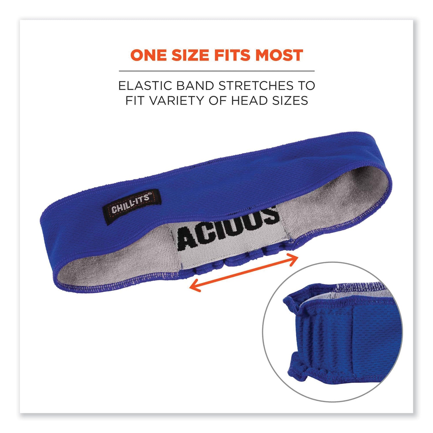 ergodyne® Chill-Its 6605 High-Performance Terry Cloth Sweatband, Cotton Terry Cloth, One Size Fits Most, Blue