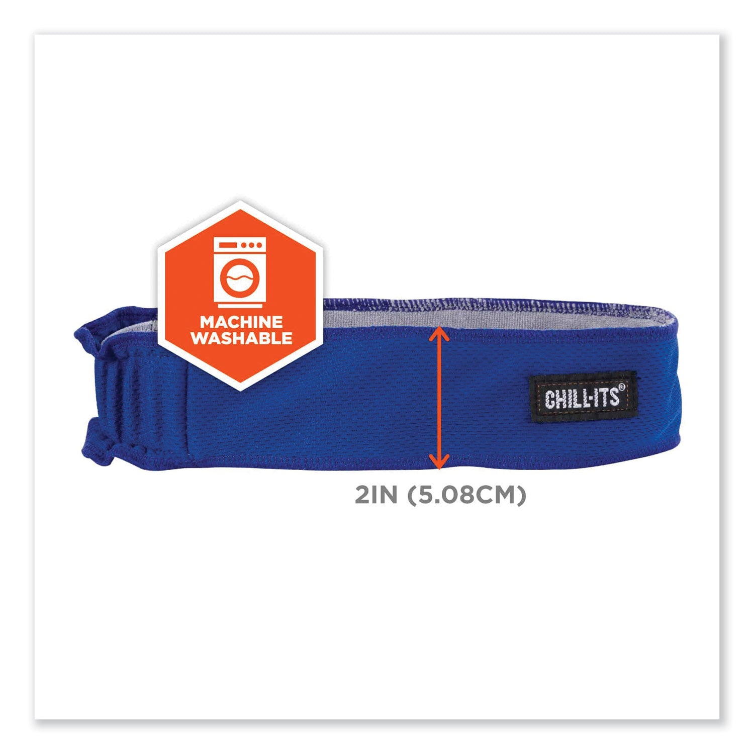 ergodyne® Chill-Its 6605 High-Performance Terry Cloth Sweatband, Cotton Terry Cloth, One Size Fits Most, Blue