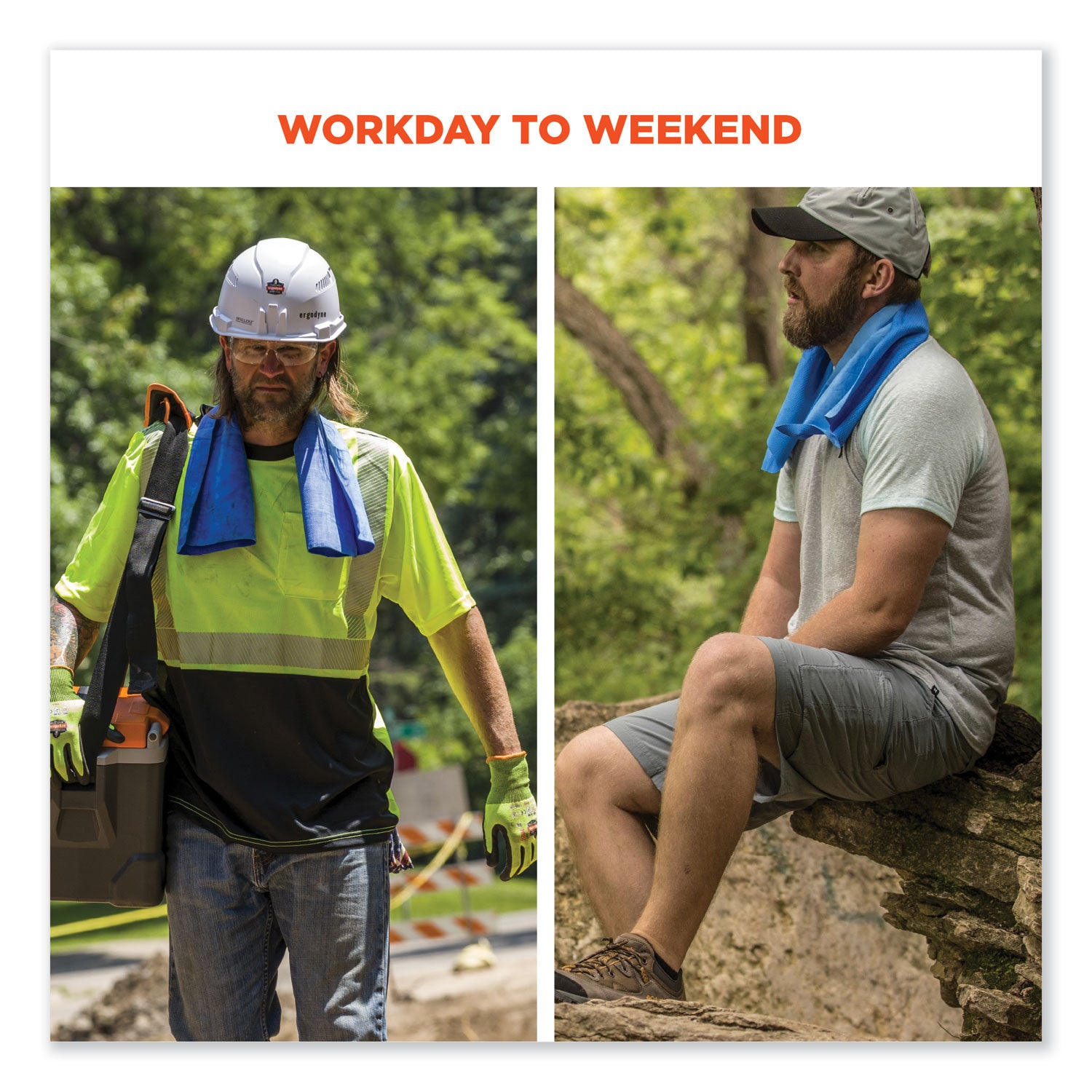 Ergodyne® Chill-Its 6602 Evaporative PVA Cooling Towel, 29.5 x 13, One Size Fits Most, PVA, Hi-Vis Lime