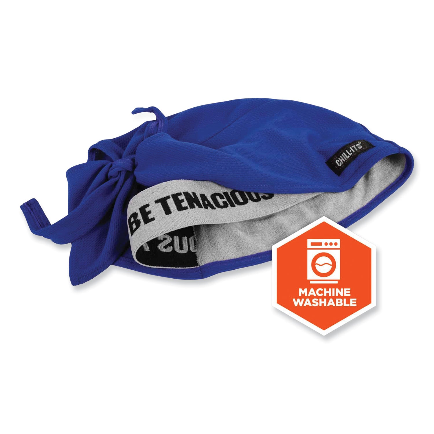 Ergodyne® Chill-Its 6615 High-Performance Bandana Doo Rag with Terry Cloth Sweatband, One Size Fits Most, Blue