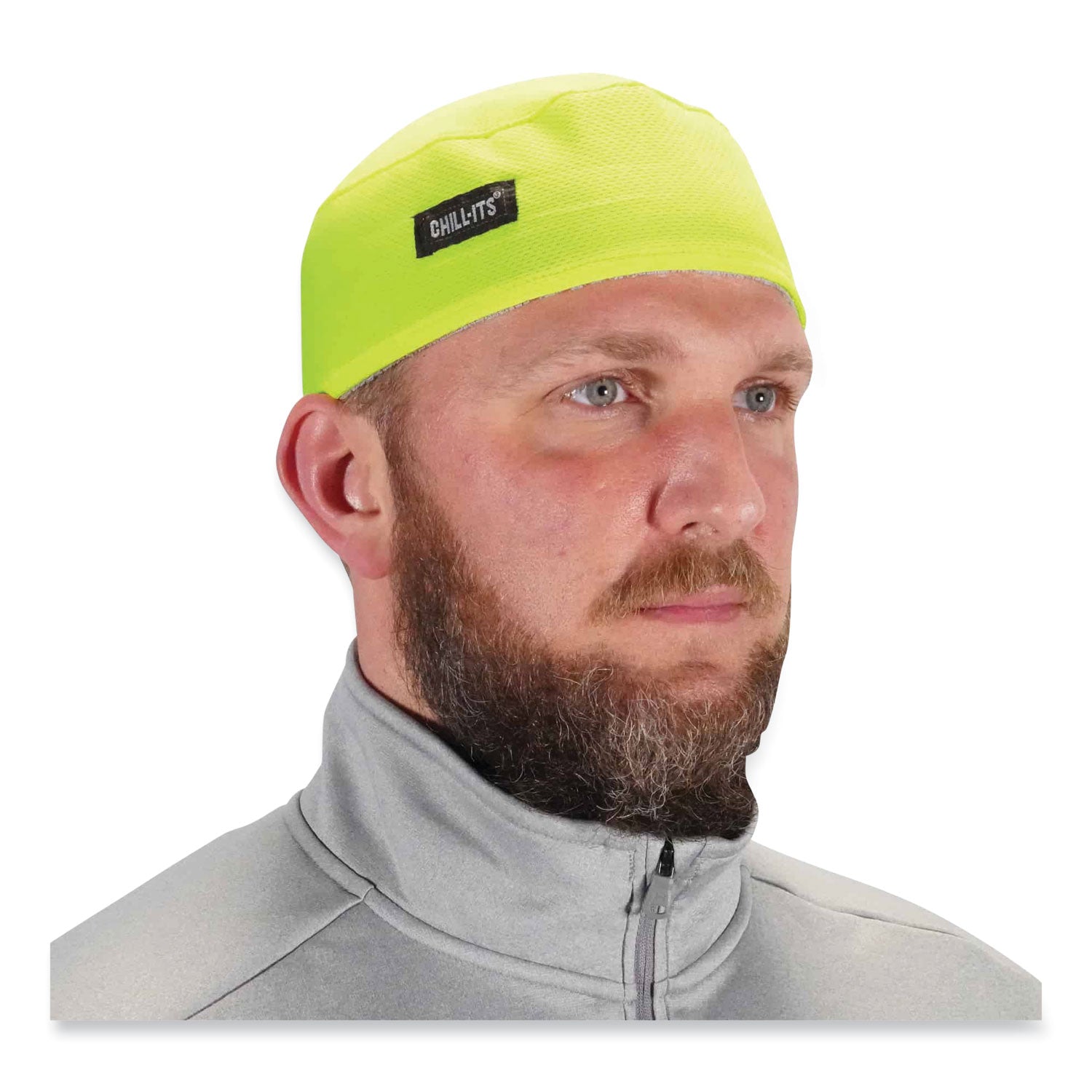 ergodyne® Chill-Its 6630 High-Performance Terry Cloth Skull Cap, Polyester, One Size Fits Most, Lime