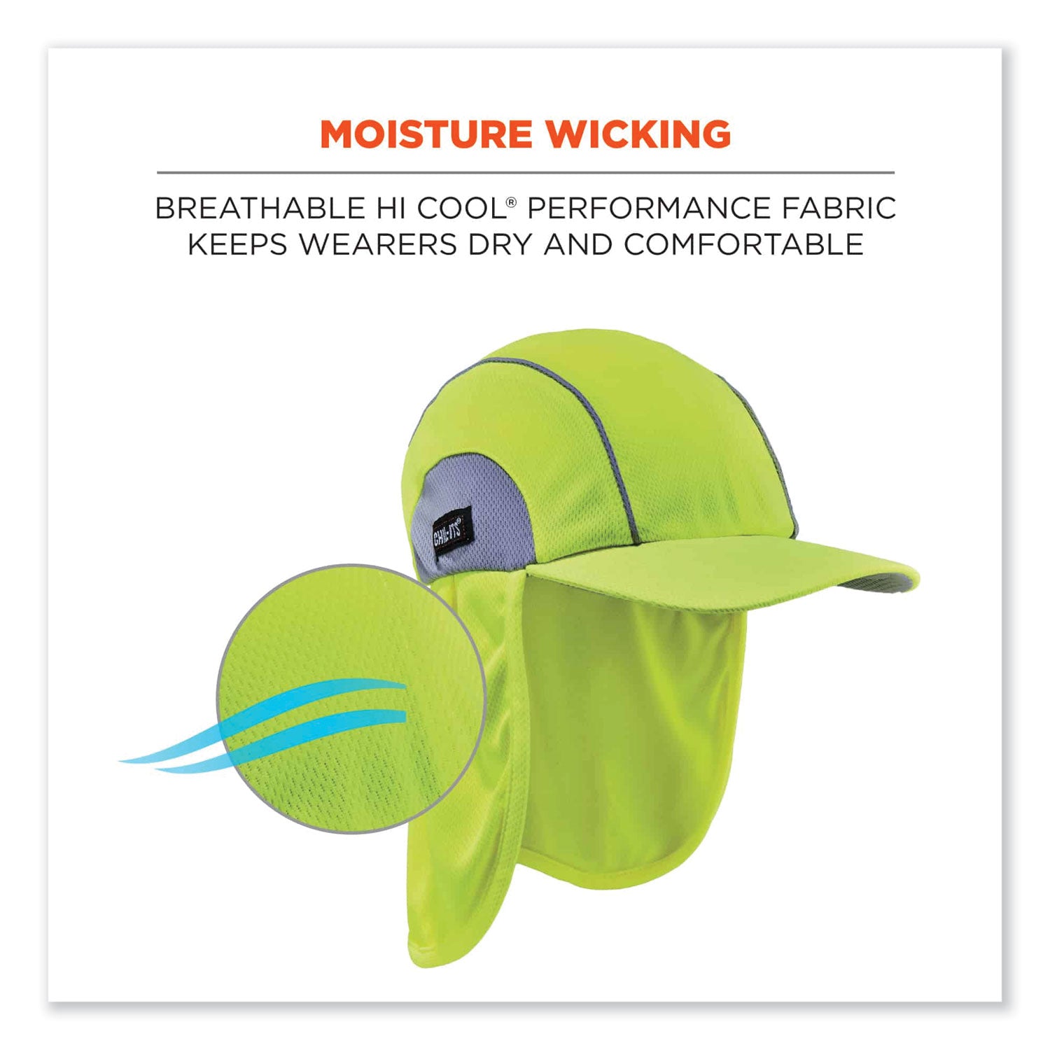 ergodyne® Chill-Its 6650 High-Performance Hat Plus Neck Shade, Polyester, One Size Fits Most, Lime