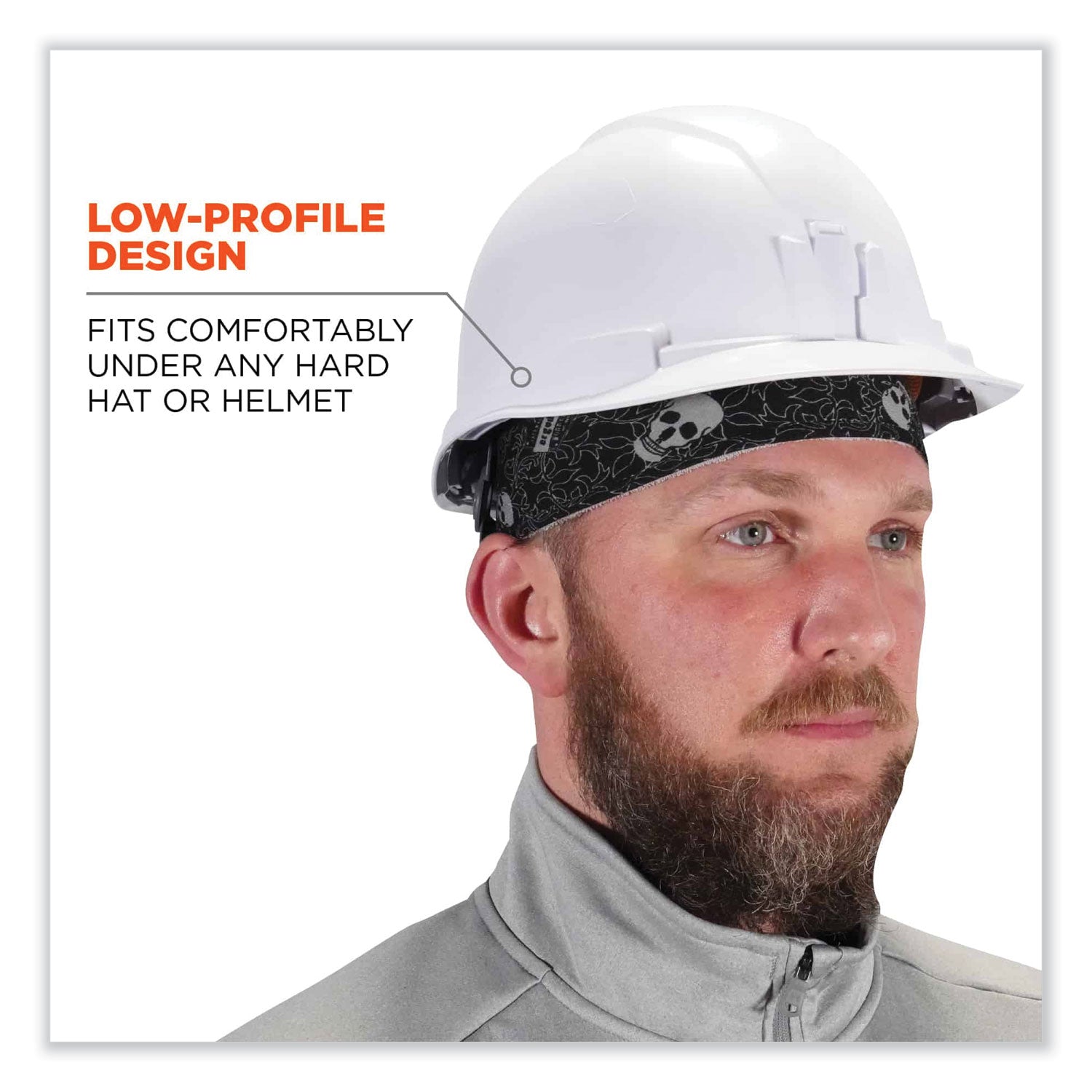 ergodyne® Chill-Its 6630 High-Performance Terry Cloth Skull Cap, Polyester, One Size Fits Most, Skulls