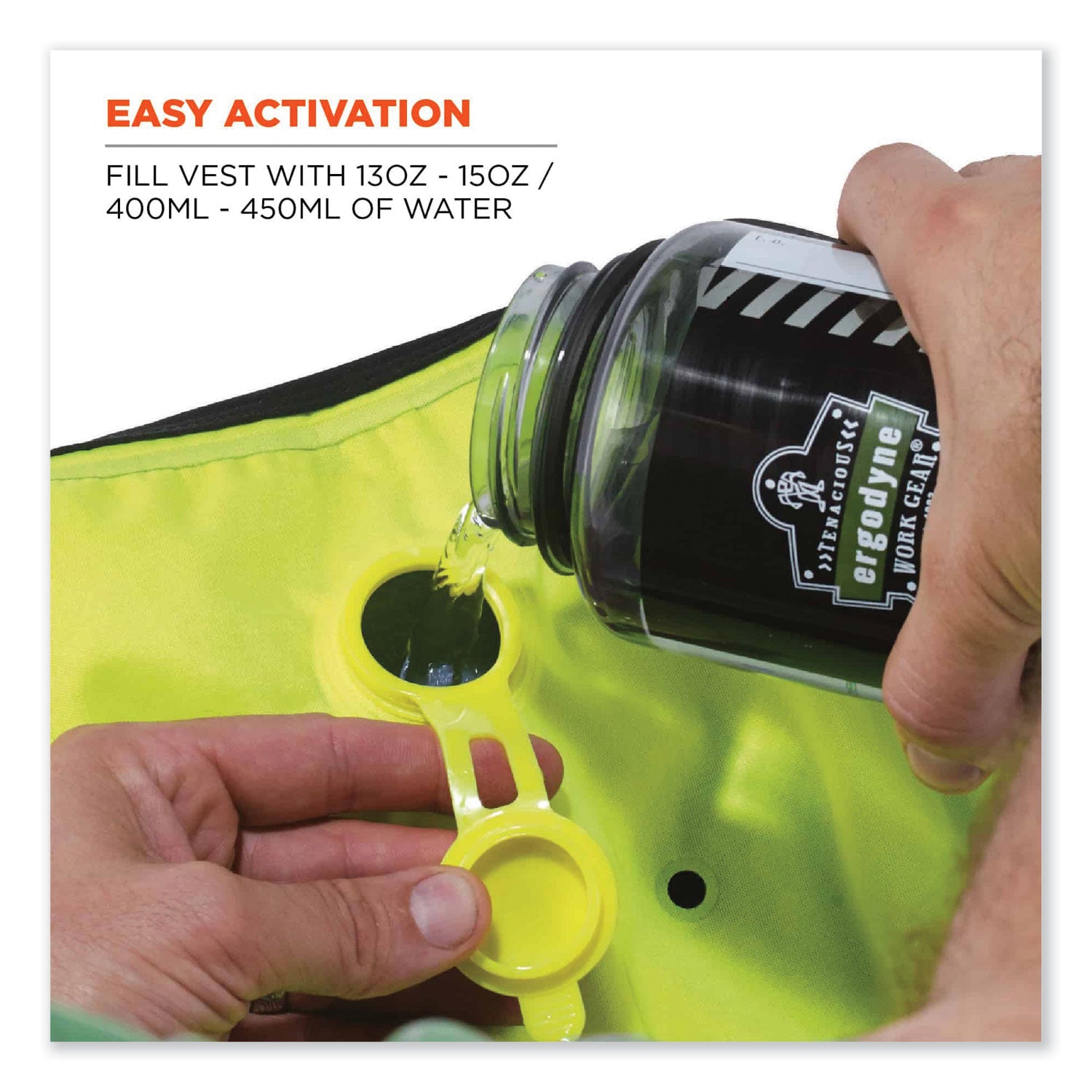 ergodyne® Chill-Its 6685 Premium Dry Evaporative Cooling Vest with Zipper, Nylon, Medium, Lime
