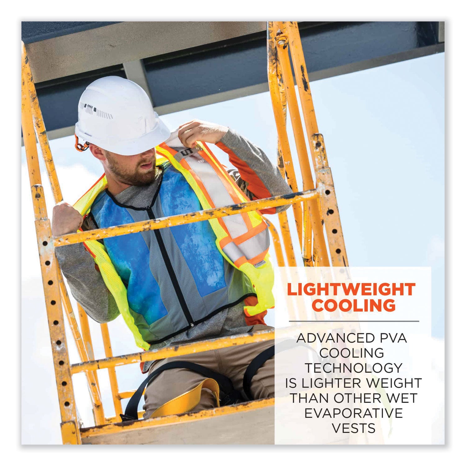 ergodyne® Chill-Its 6667 Wet Evaporative PVA Cooling Vest with Zipper, PVA, Medium, Blue