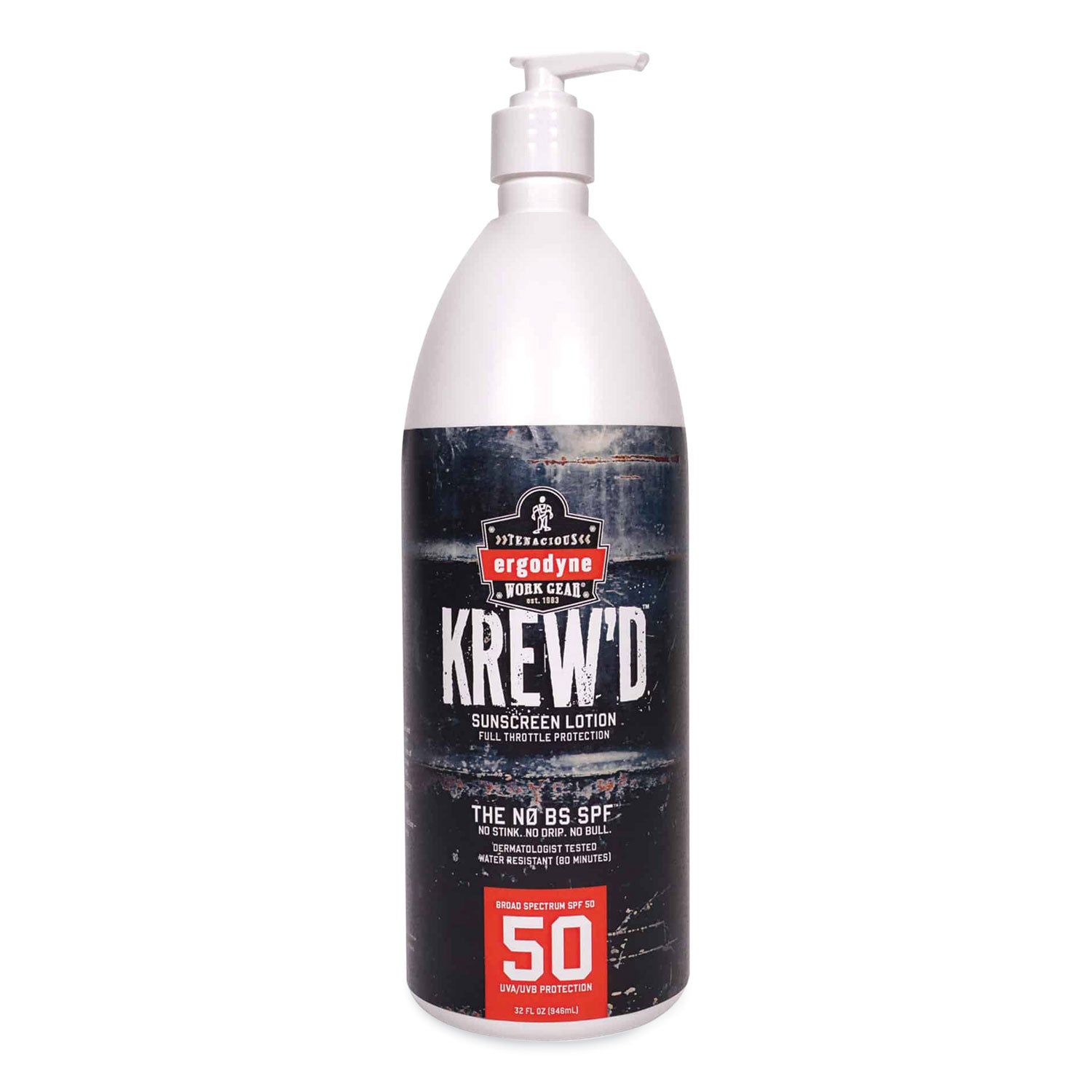 Krewd 6355 SPF 50 Sunscreen Lotion, 32 oz Pump Bottle