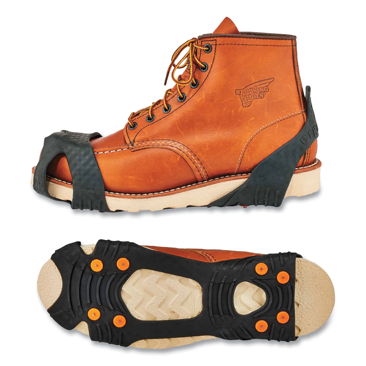 ergodyne® Trex 6300TC One-Piece Slip-on Tungsten Carbide Ice Cleats, Large, Black, Pair