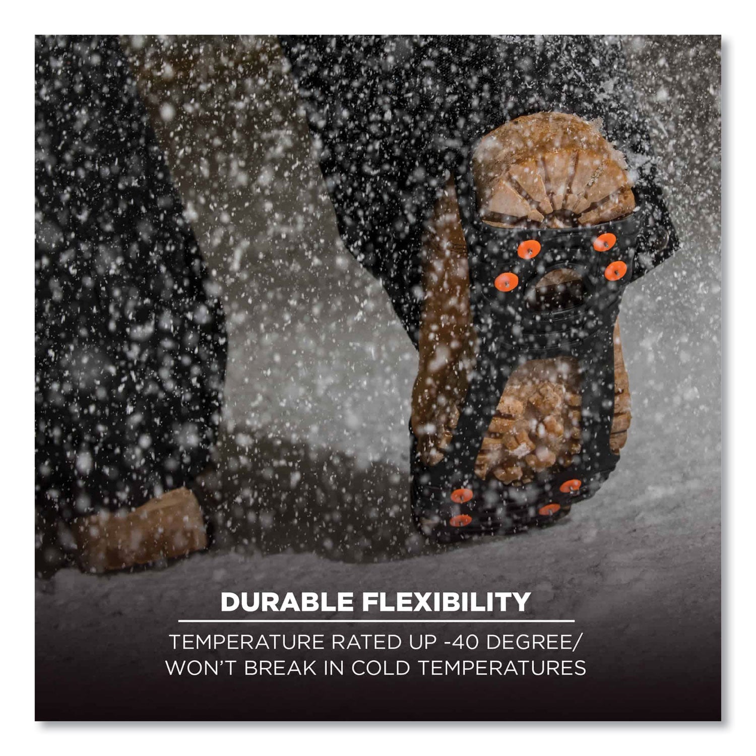 ergodyne® Trex 6300TC One-Piece Slip-on Tungsten Carbide Ice Cleats, Large, Black, Pair