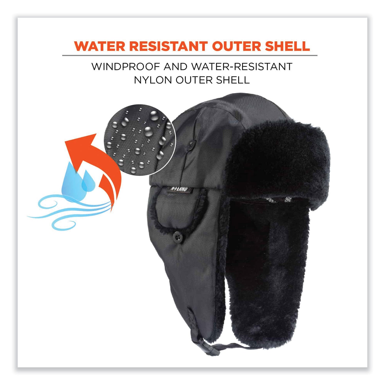 ergodyne® N-Ferno 6802 Classic Trapper Hat, Large/X-Large, Black