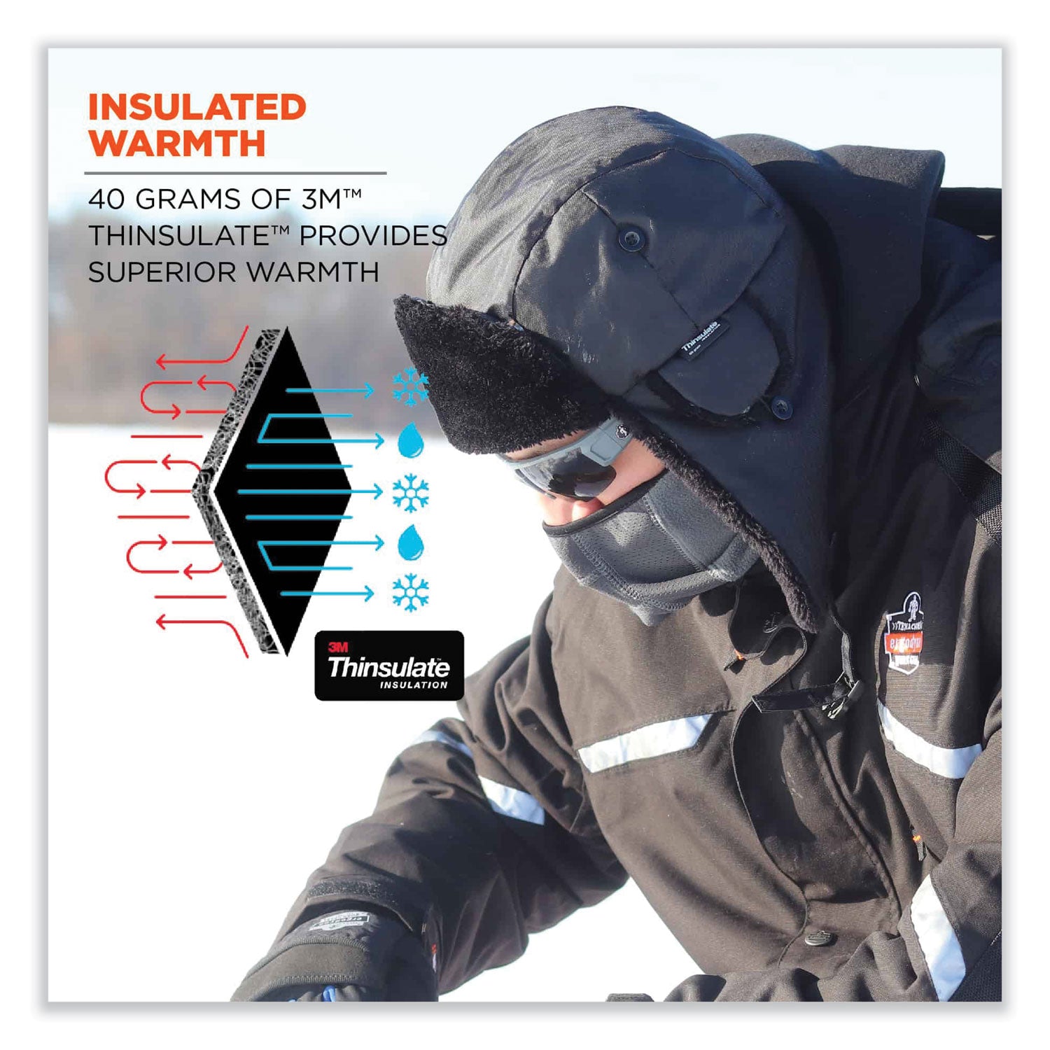 ergodyne® N-Ferno 6802 Classic Trapper Hat, Large/X-Large, Black