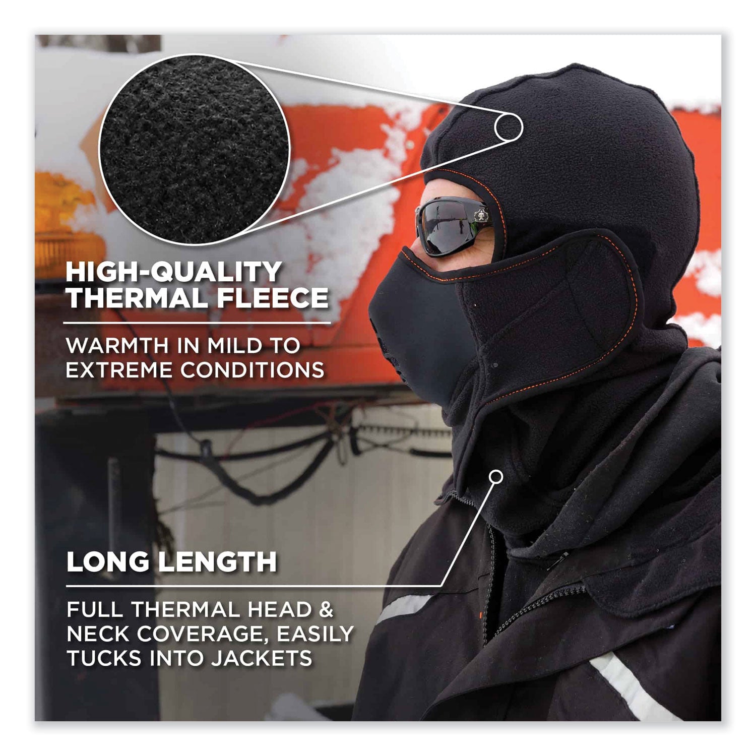 ergodyne® N-Ferno 6970 Extreme Hot Rox Balaclava Face Mask, Polyester/Spandex, One Size Fits Most, Black