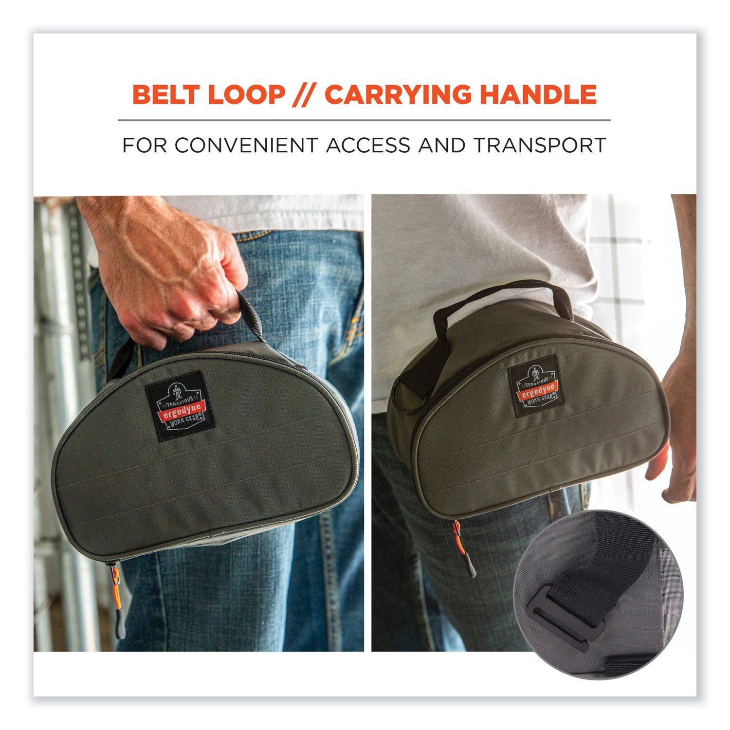 ergodyne® Arsenal 5187 Clamshell Half Respirator Bag with Zipper Closure, 4 x 9 x 5, Gray