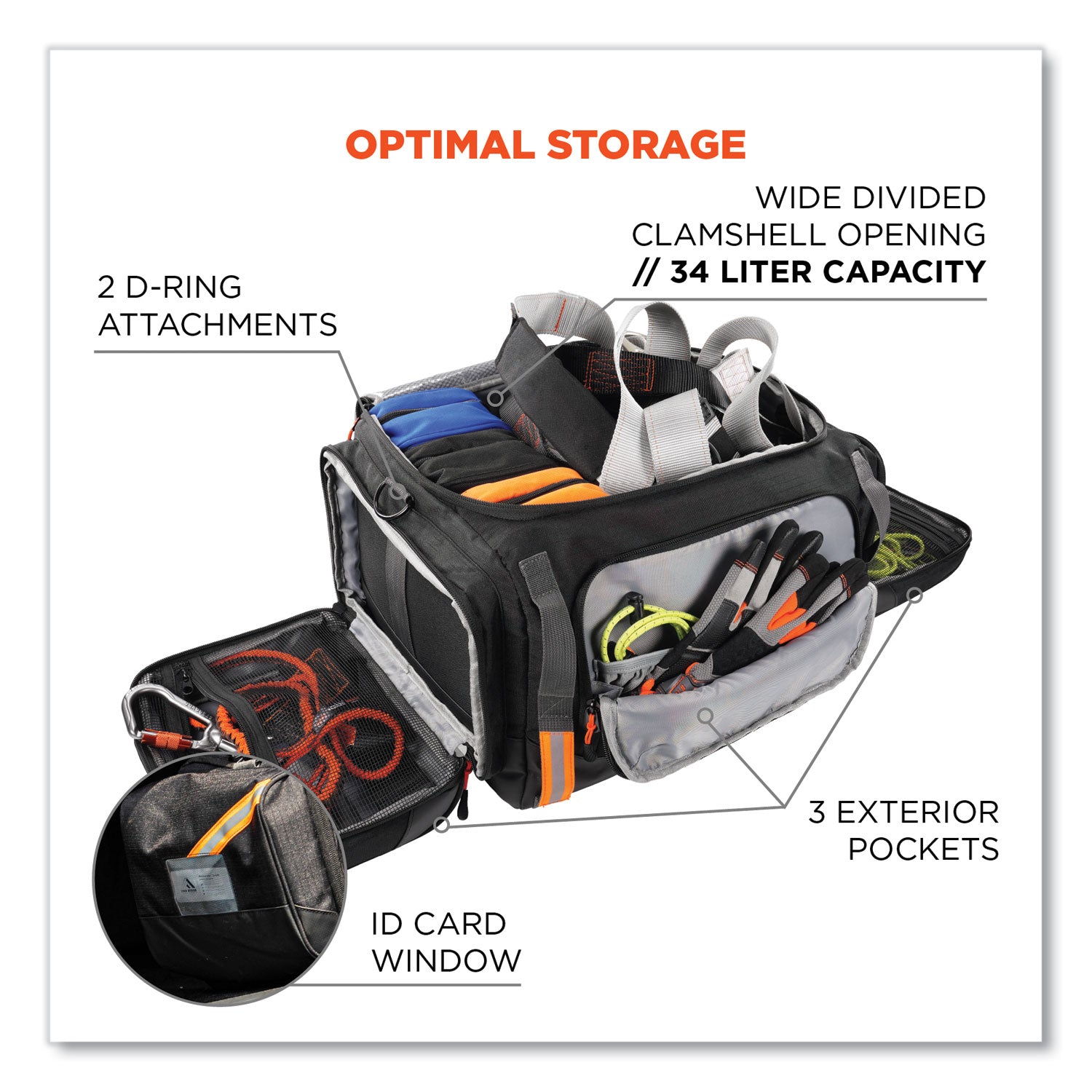 ergodyne® Arsenal 5189 PPE Duffel Bag, 12 x 22 x 9, Black