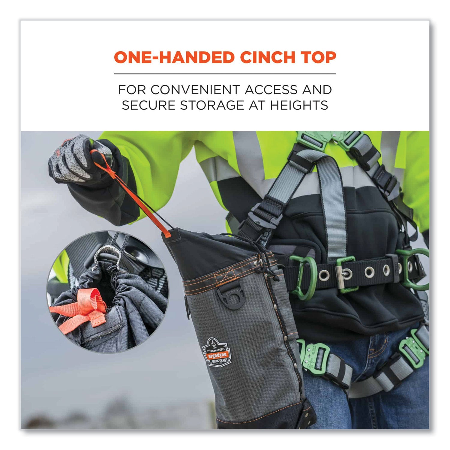 ergodyne® Arsenal 5928 Topped Bolt Bag Tool Pouch, Tall, 5 x 10 x 13, Ballistic Polyester, Black/Gray