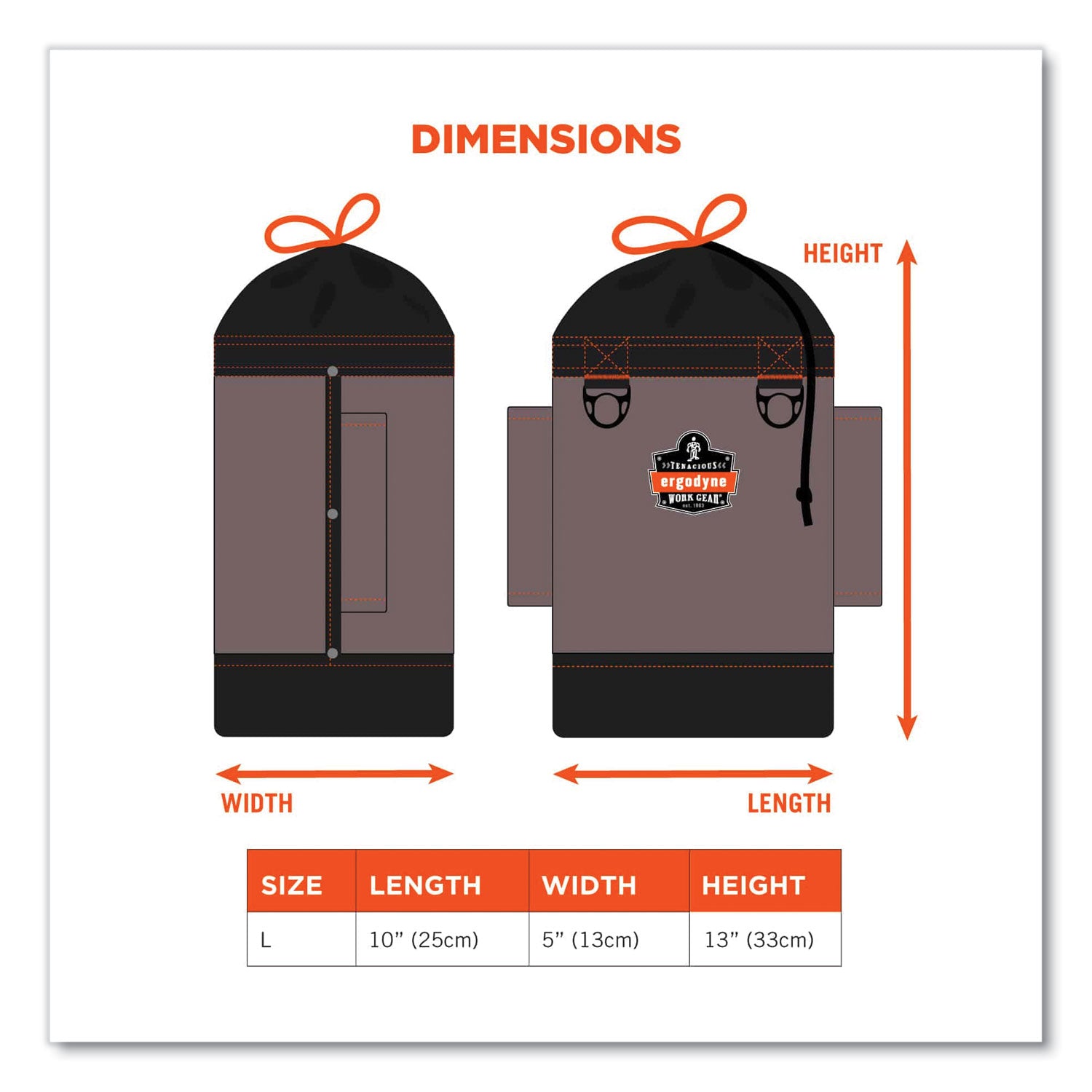 ergodyne® Arsenal 5928 Topped Bolt Bag Tool Pouch, Tall, 5 x 10 x 13, Ballistic Polyester, Black/Gray