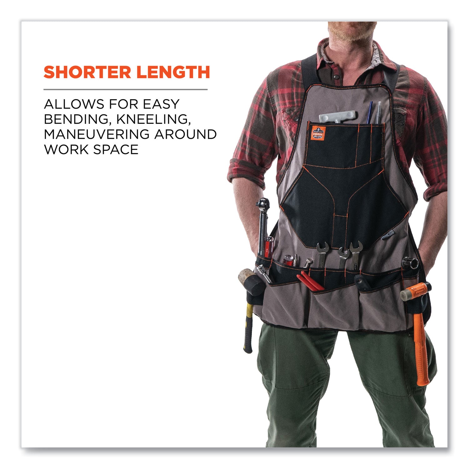 ergodyne® Arsenal 5704 Canvas Tool Apron, 22 Compartments, 25.5 x 28, Canvas, Gray