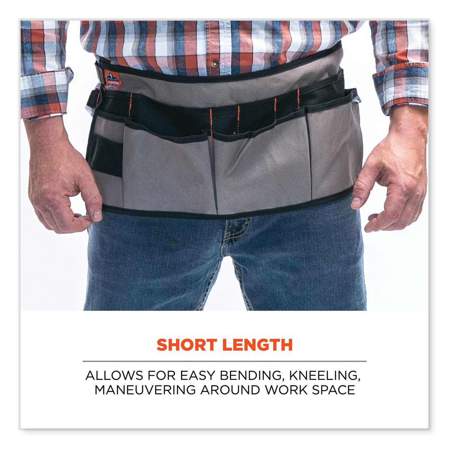 ergodyne® Arsenal 5707 Canvas Waist Apron, 14 Compartments, 25.5 x 34, Canvas, Gray