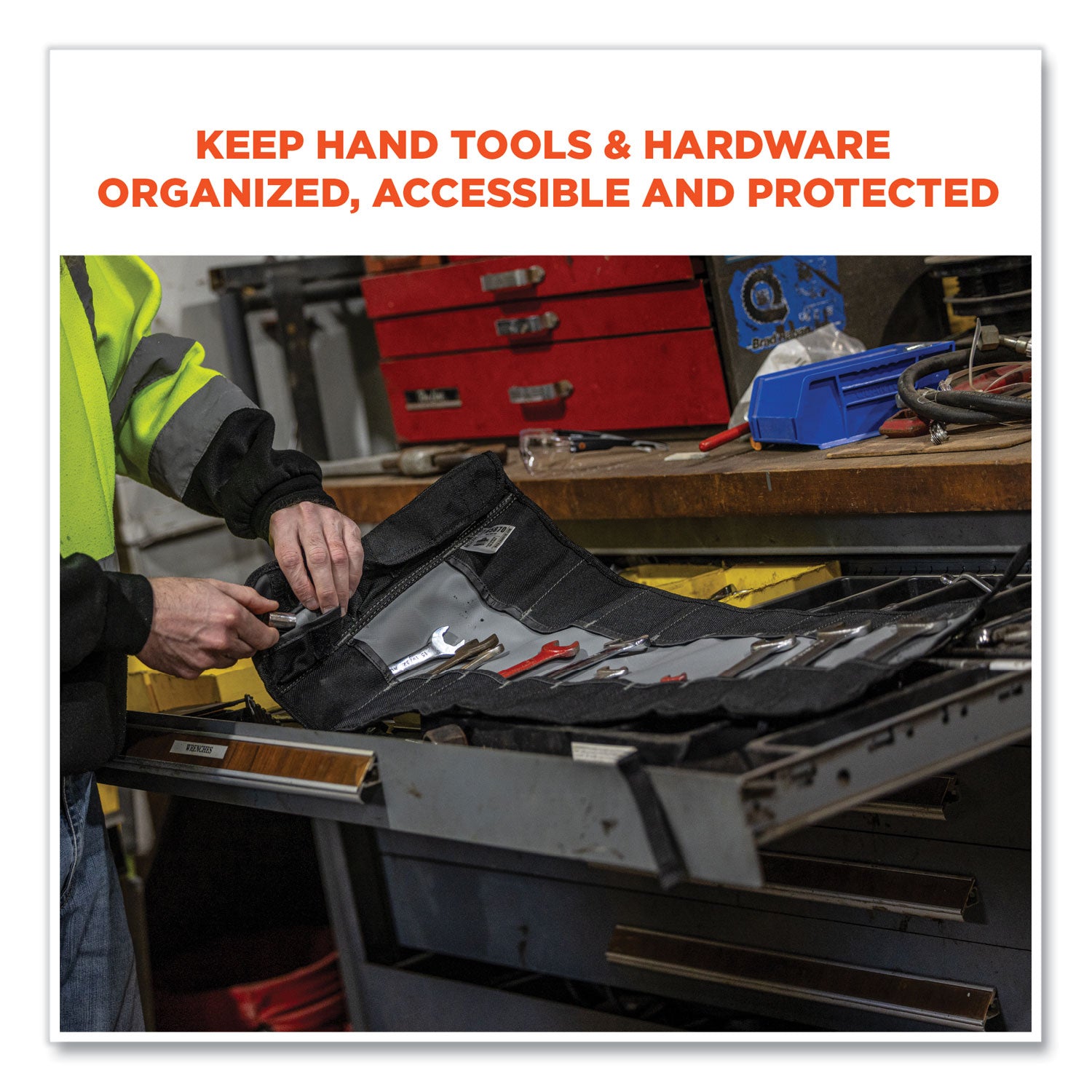 ergodyne® Arsenal 5870 Tool Roll-Up, 25 Compartments, 27 x 14.5, Polyester, Gray