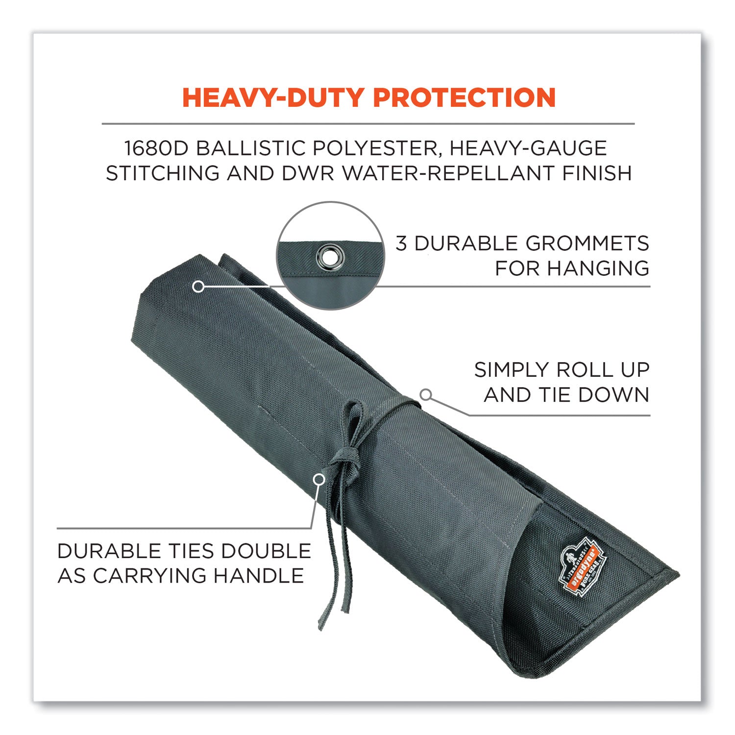 ergodyne® Arsenal 5872 Wrench Roll-Up, 14 Compartments, 26 x 22, Polyester, Gray