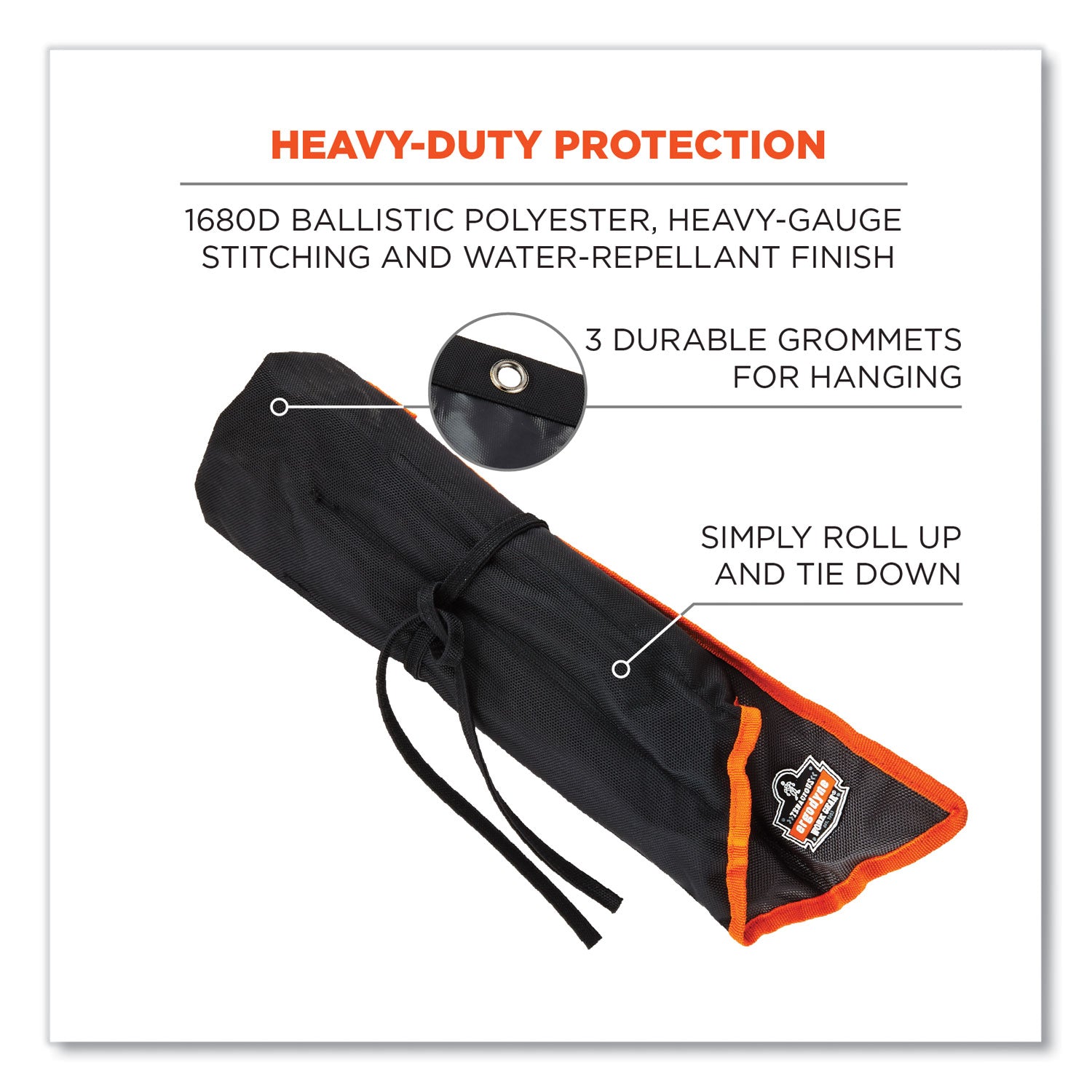 ergodyne® Arsenal 5873 Polyester Wrench Roll Up, 14 Compartments, 26.5 x 5, Polyester, Black