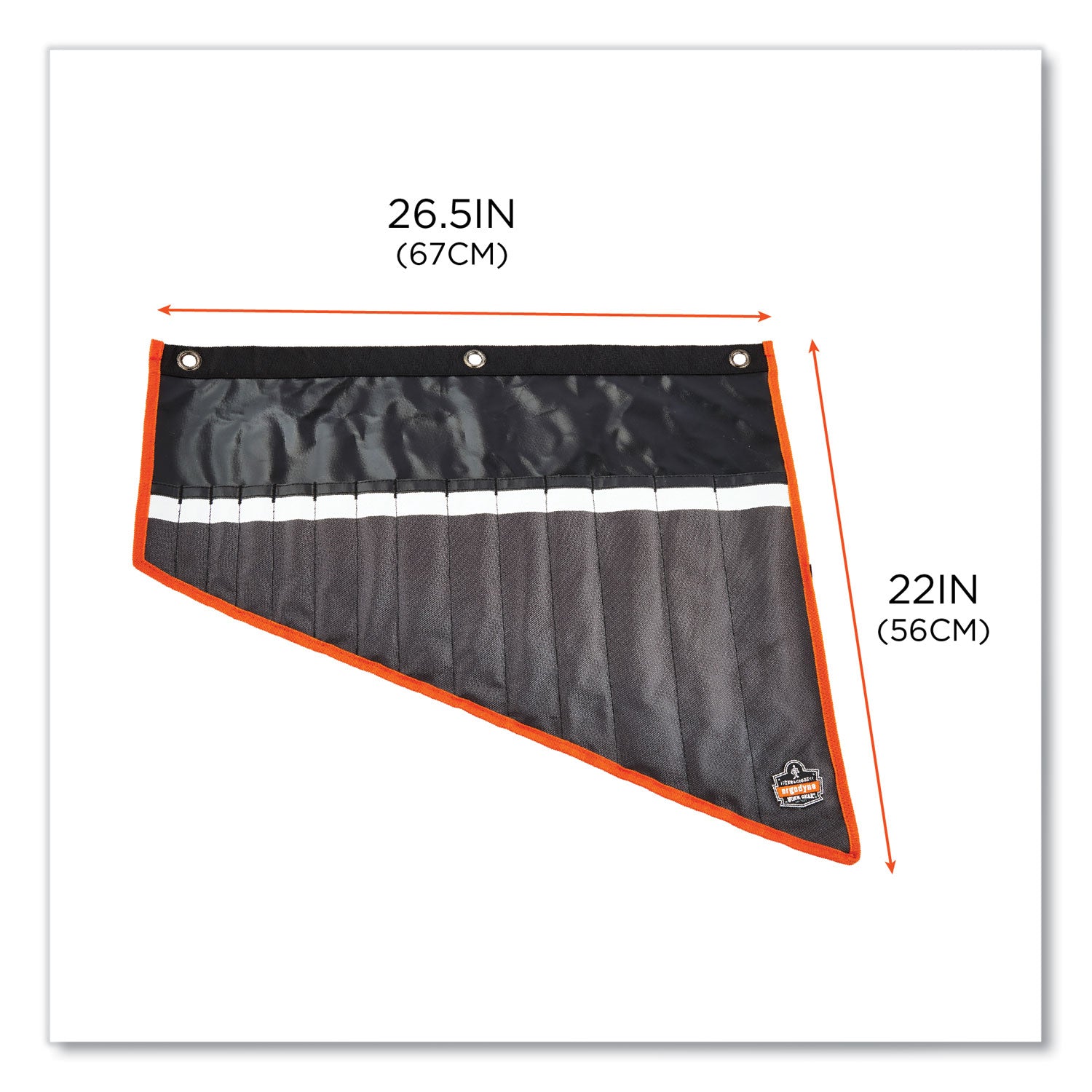 ergodyne® Arsenal 5873 Polyester Wrench Roll Up, 14 Compartments, 26.5 x 5, Polyester, Black